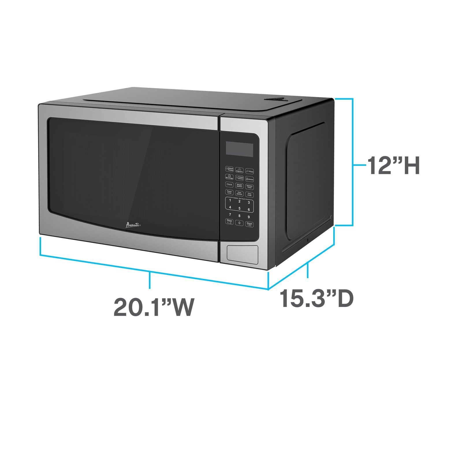 Avanti MT115V3S 1.1 Cu. Ft. Stainless Steel Countertop Microwave Oven - Compact Space-Saving Design for Small Kitchens, Dorms & Offices