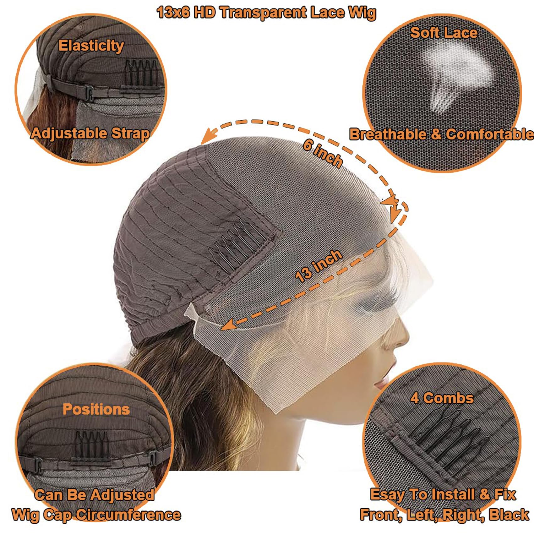 13x6 Glueless Lace Front Wigs Human Hair - 180% Density Wet & Wavy Ombre Highlight Pre-Plucked Wig for Black Women (28 Inch) | Perfect for Daily Wear, Parties & Special Occasions