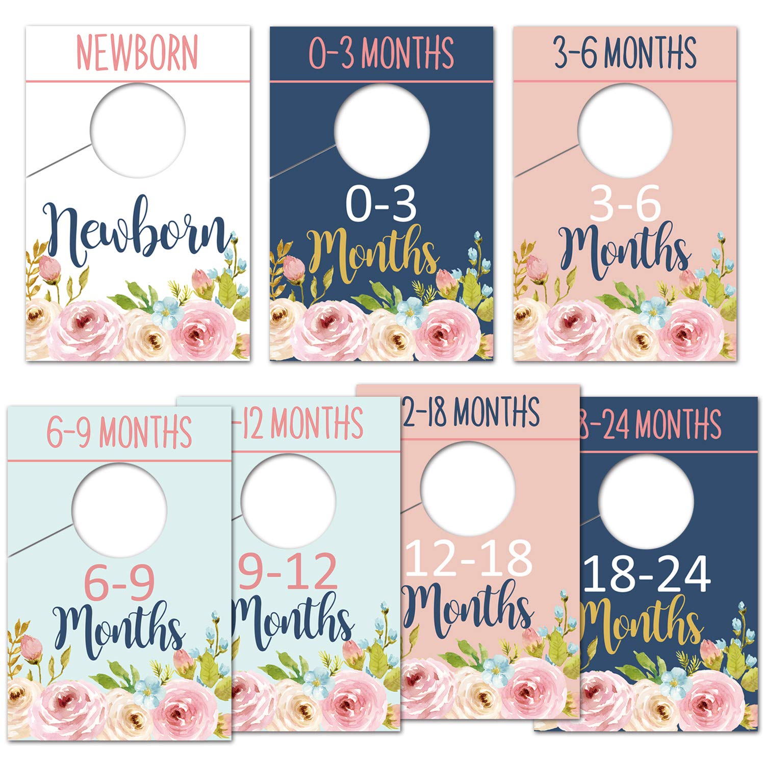 Floral Baby Closet Organizer Dividers - Nursery Wardrobe Size & Age Hangers (0-24 Months) - Perfect for Girls' Clothing Organization & Newborn Shower Gifts - Ideal for Nursery Storage, Baby Shower Presents, and Toddler Wardrobe Management
