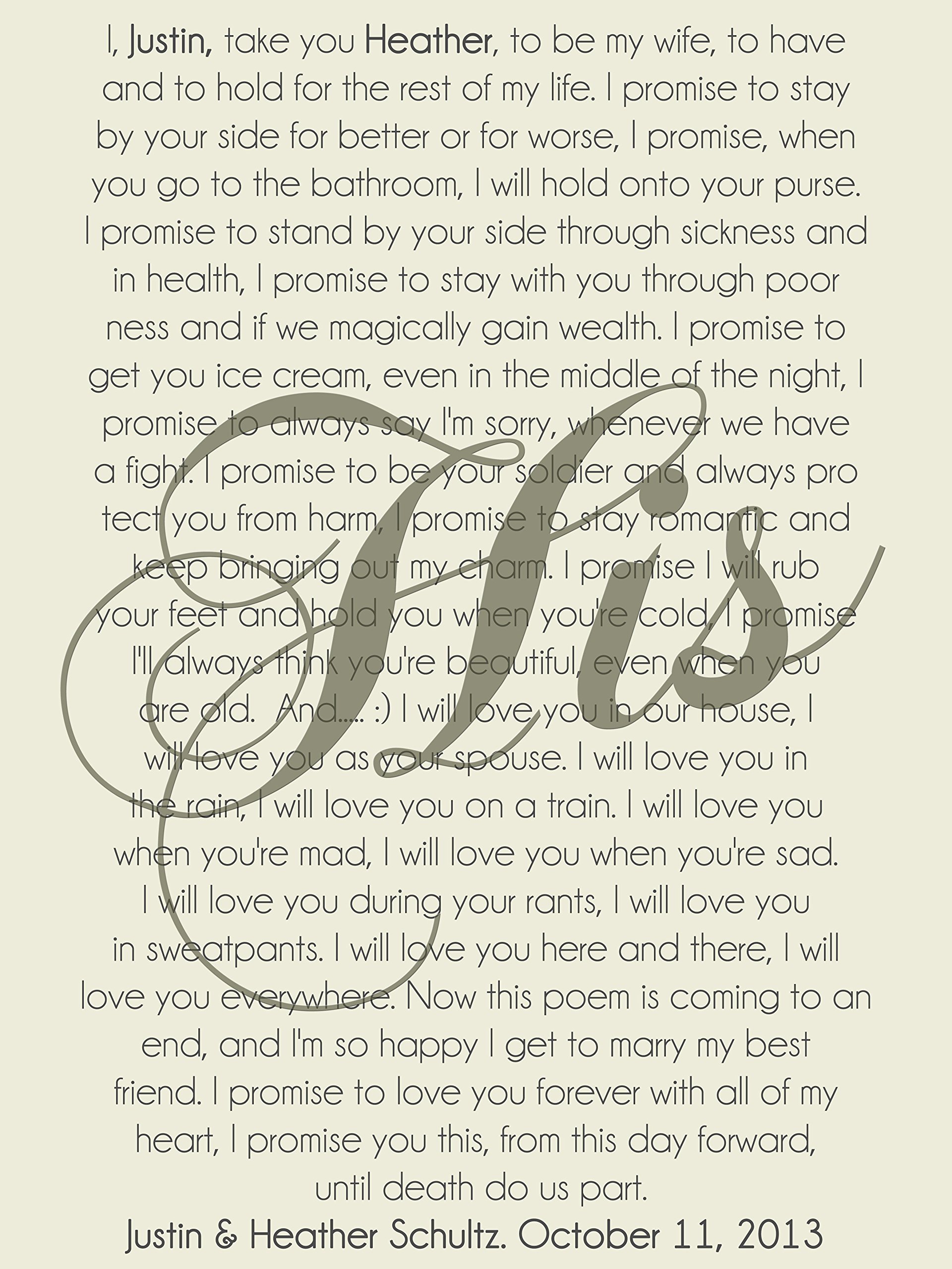 Set of 2 Framed Cotton Canvas Wedding Vows - Anniversary Gift with Lyrics & Text - Perfect for Home Decor, Wedding Photo Display & Romantic Wall Art - Ideal for Couples' Bedroom or Living Room