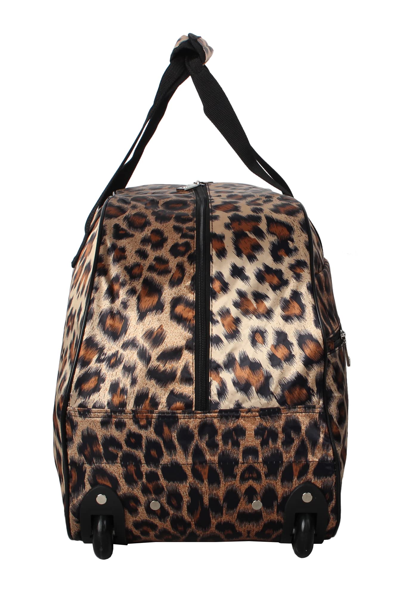 Betsey Johnson Designer 22 Inch Lightweight Leopard Print Duffel Bag - Weekender Overnight Business Travel Carry On Luggage with 2 Rolling Wheels - Perfect for Air Travel, Gym & Weekend Getaways