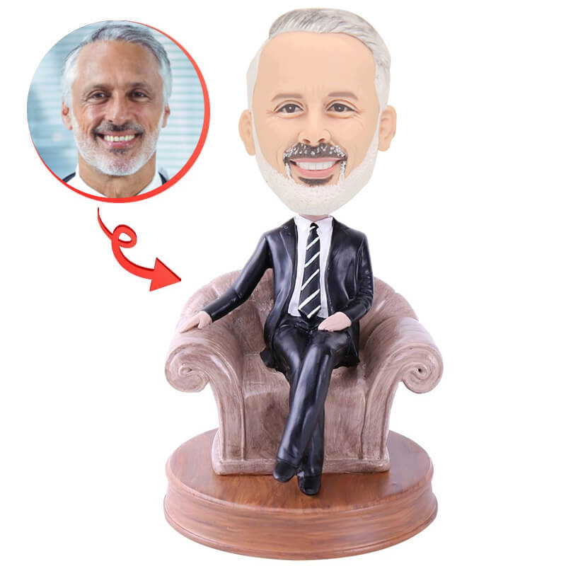 Custom Man on Sofa Bobblehead - Personalized Couple or Family Figurine - Fun Home & Office Desk Decor - Unique Gift for Anniversary, Wedding & Housewarming
