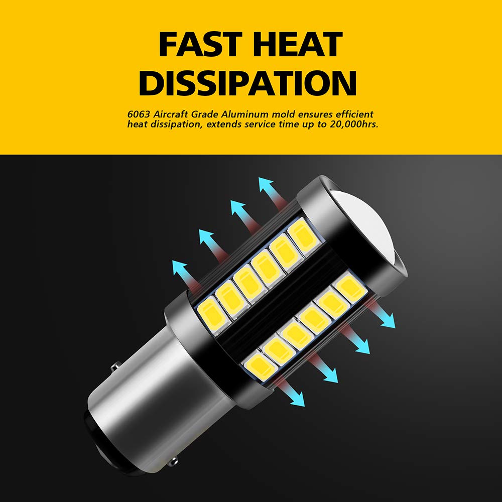AUXLIGHT 1157 2057 2357 7528 BAY15D LED Bulbs - 1400 Lumens Super Bright, Low Power, 6000K Xenon White - Replacement for Backup Reverse Lights, Tail Brake, Stop & Parking Lights (Pack of 2) - Perfect for Cars, Trucks, SUVs & Motorcycles
