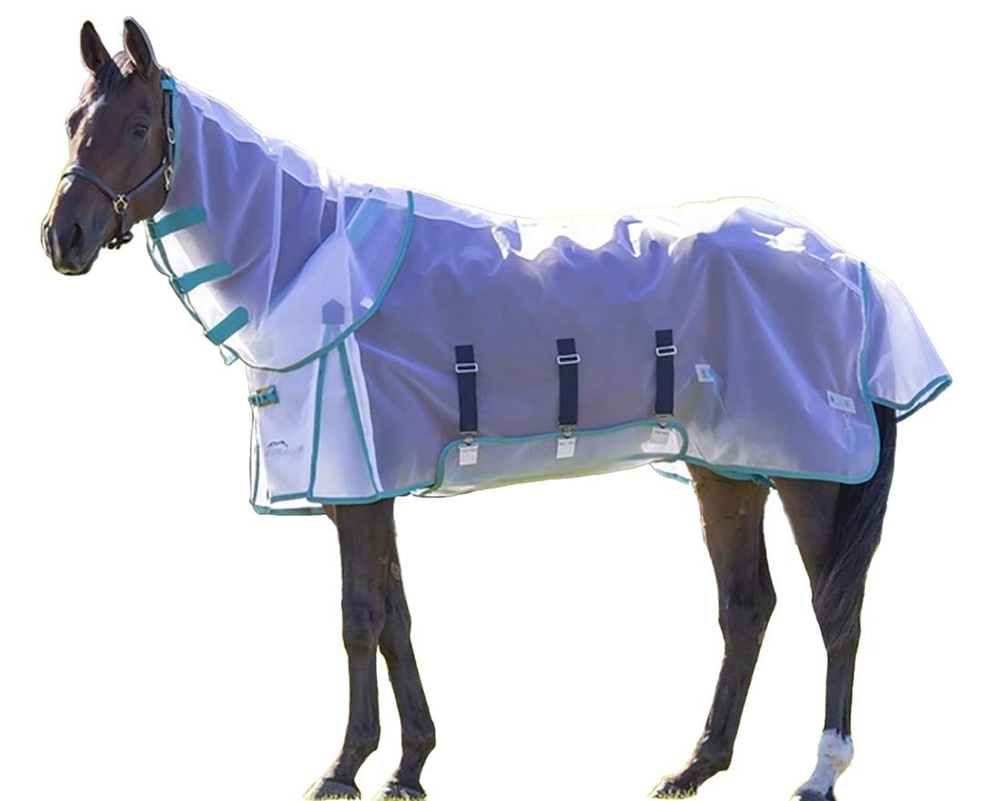 Highlander FINE MESH Fly Sheet & Neck Set for Horses - 69 Inch Breathable Summer Fly Protection - Ideal for Pasture, Trail Riding & Show Events
