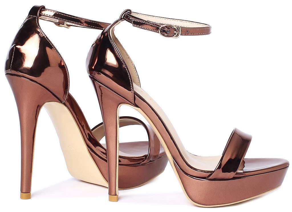 YooPrettyz Women's Metallic Ankle Strap Platform High Heel Dress Sandals - Elegant Party Shoes for Weddings, Prom & Evening Events