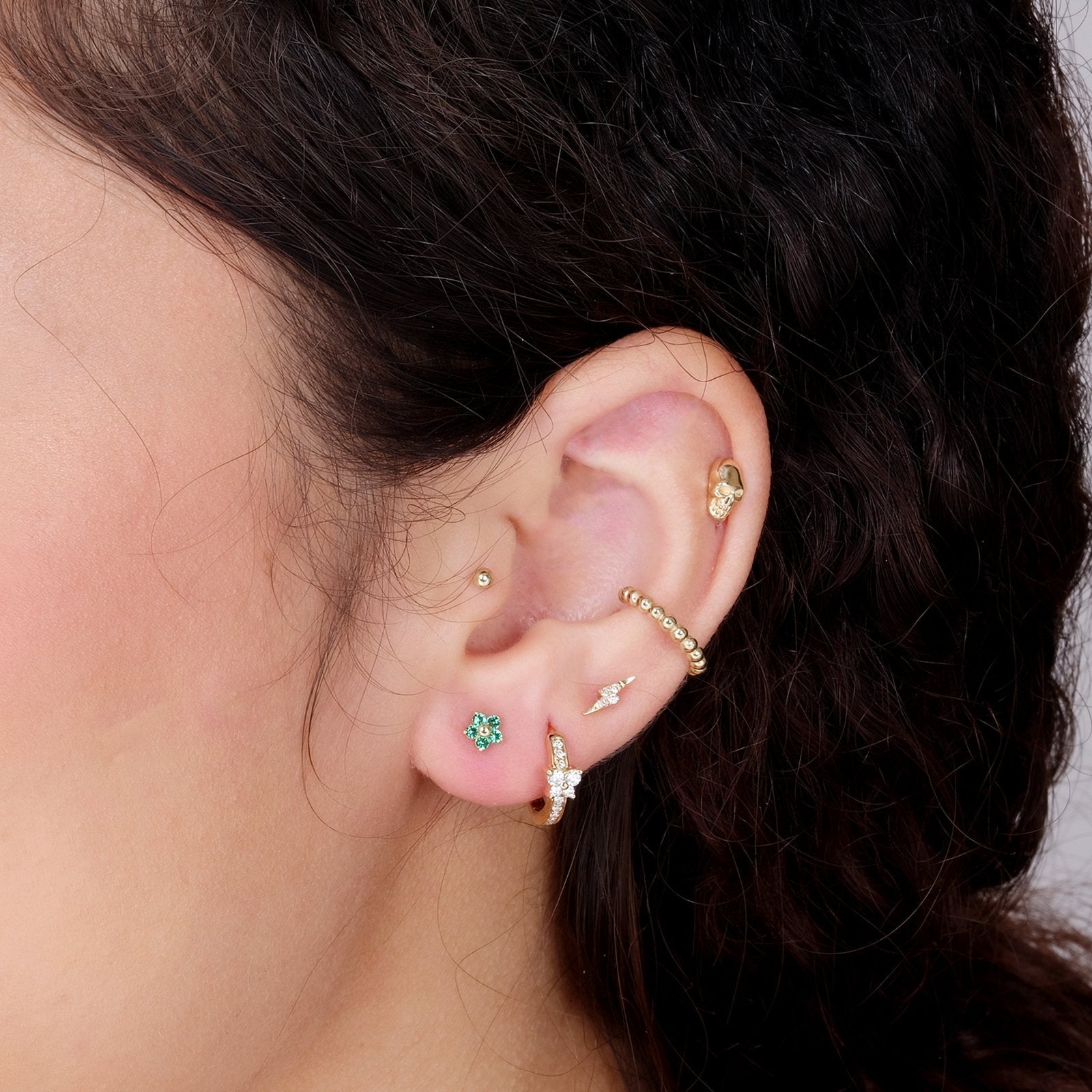 14K Yellow Gold Emerald Flower Stud Earrings for Women - Perfect for Weddings, Parties & Everyday Elegance