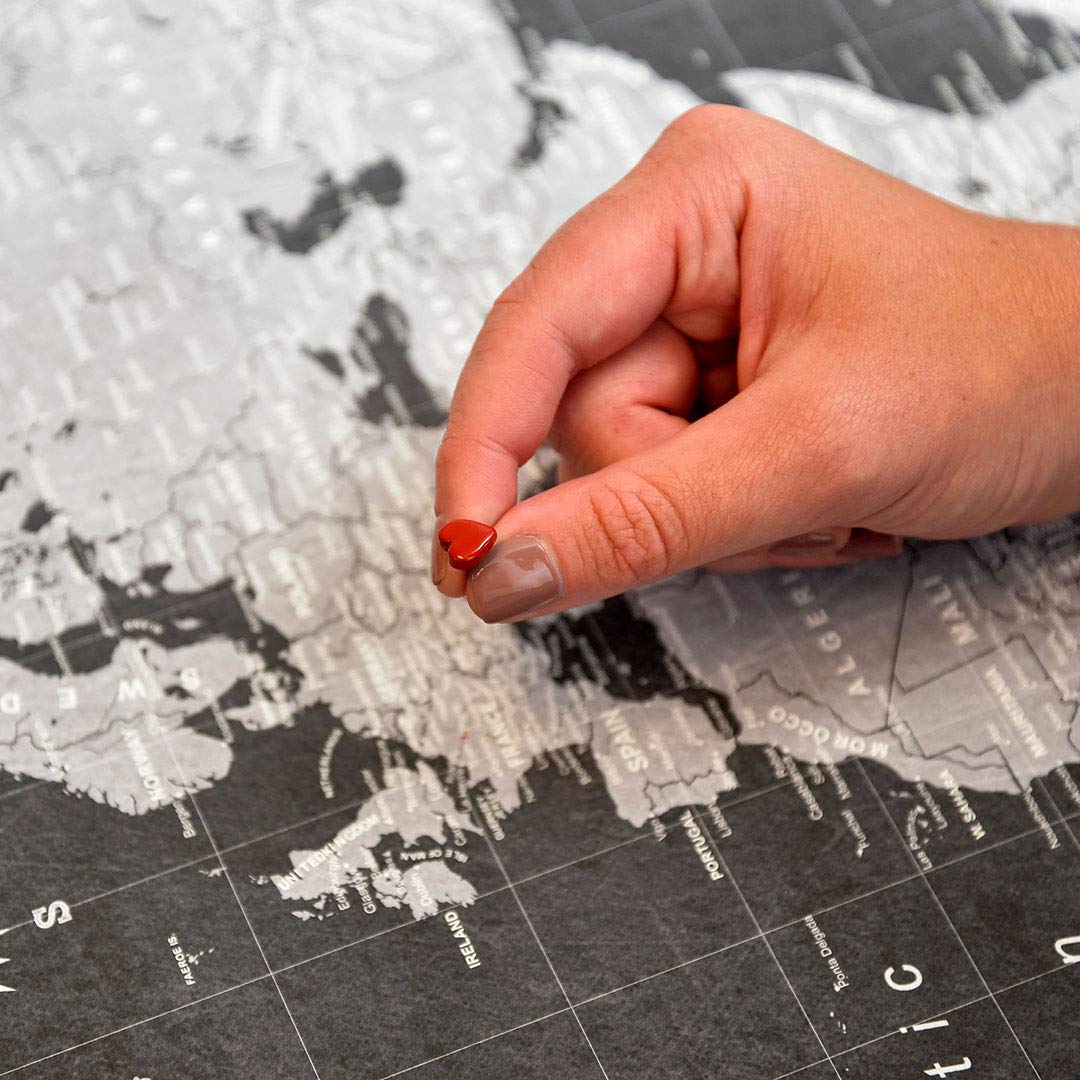Rose Gold Heart-Shaped Metal Push Pins for Maps - Perfect for Travel Planning, Bulletin Boards & DIY Projects