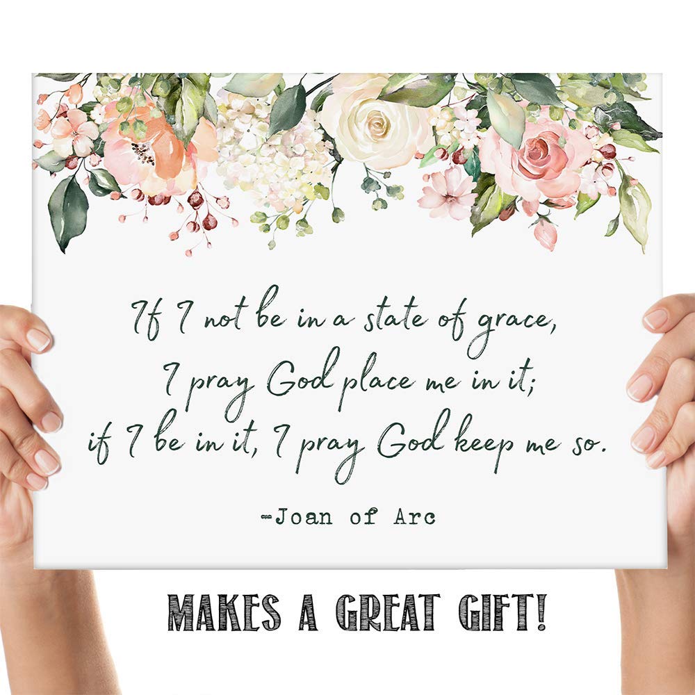 TJ Originals - Joan of Arc Christian Bible Quote Wall Art Print 11x14 Inches | Inspirational Bible Verse Decor for Home, Office & Church | Gift for Women, Family & Friends | Birthday & Religious Occasions | Floral Design