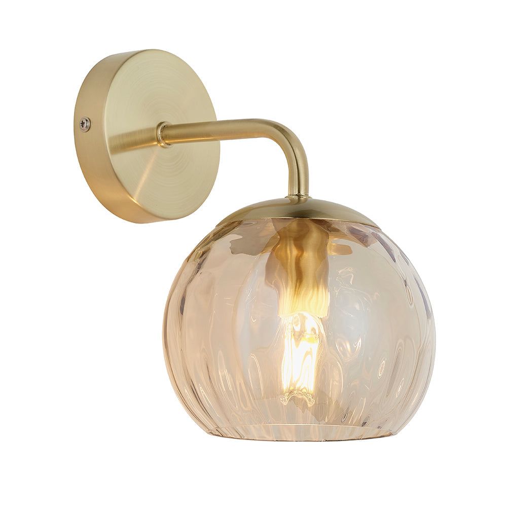 Amber 1Lt Wall Light with Champagne Brass Finish - Elegant Lighting for Bedroom, Living Room, and Hallway Decor