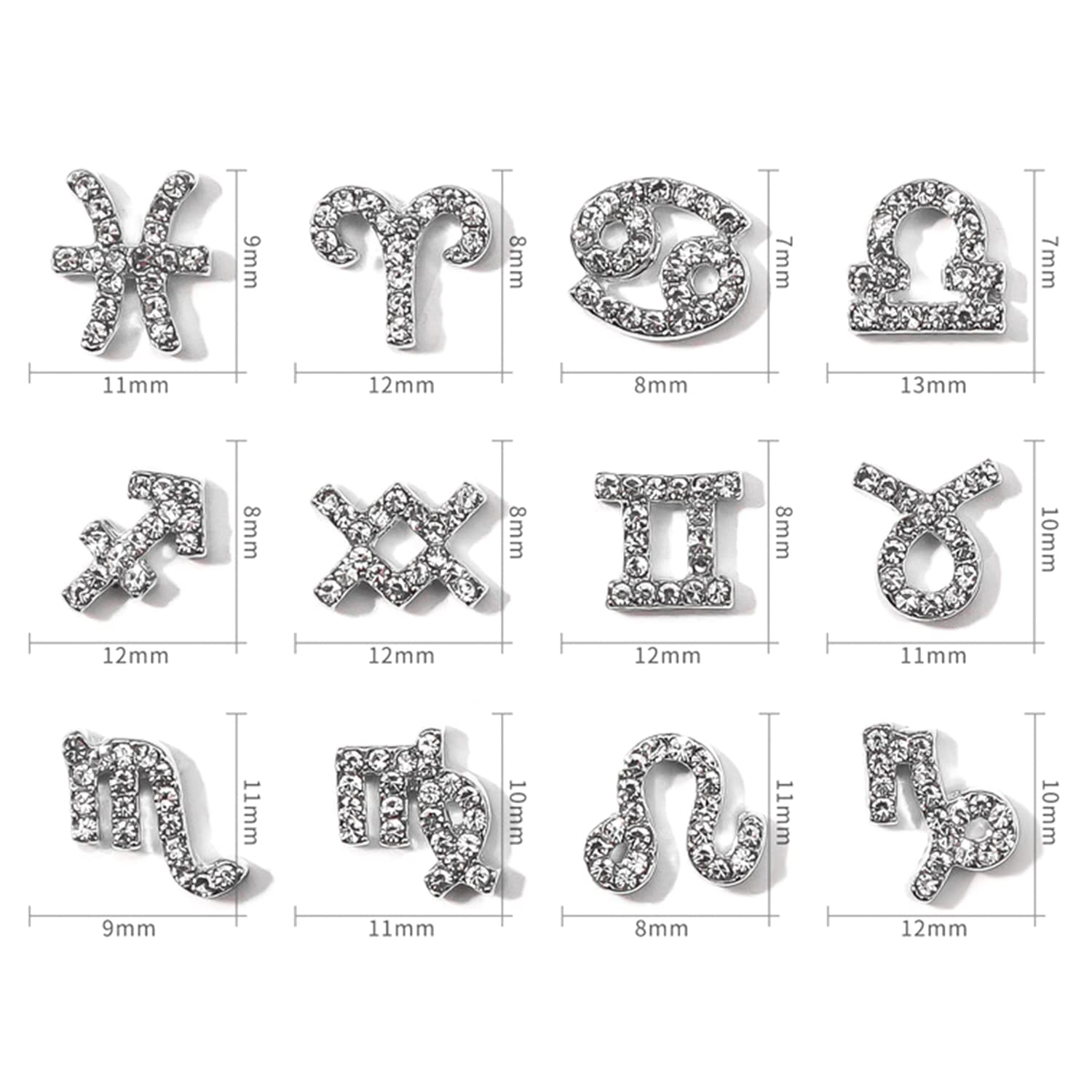 48-Piece Gold & Silver Alloy Zodiac Nail Charms Set - 12 Constellation Nail Studs with Astrological Signs for Nail Art | Perfect for DIY Manicures, Party Nail Decorations & Gift Giving