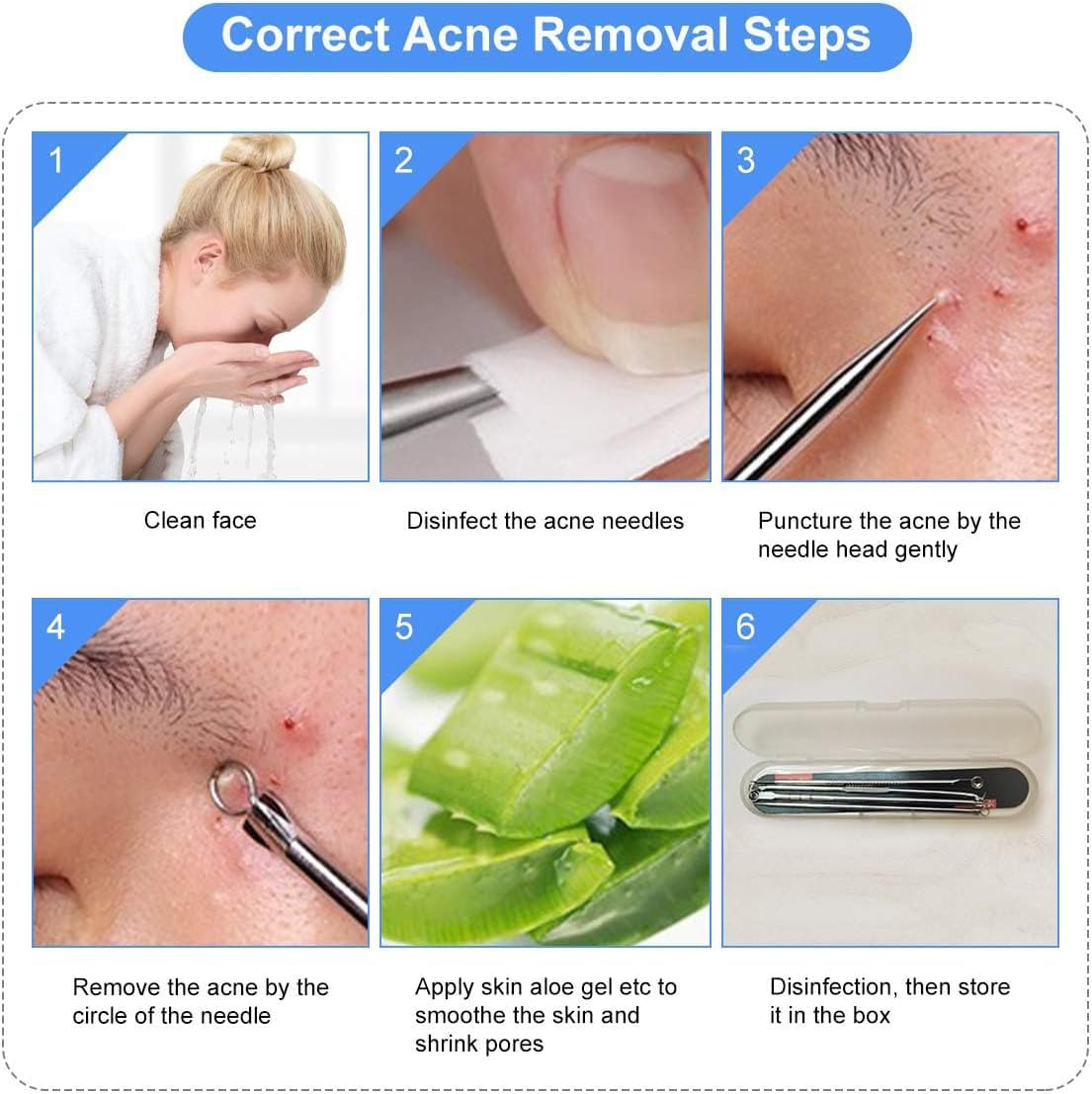 INSIME Blackhead & Comedone Extractor Tool - Acne & Pimple Popper for Whiteheads & Blackheads Removal | Professional Facial Skin Care Kit for Spa & Home Use