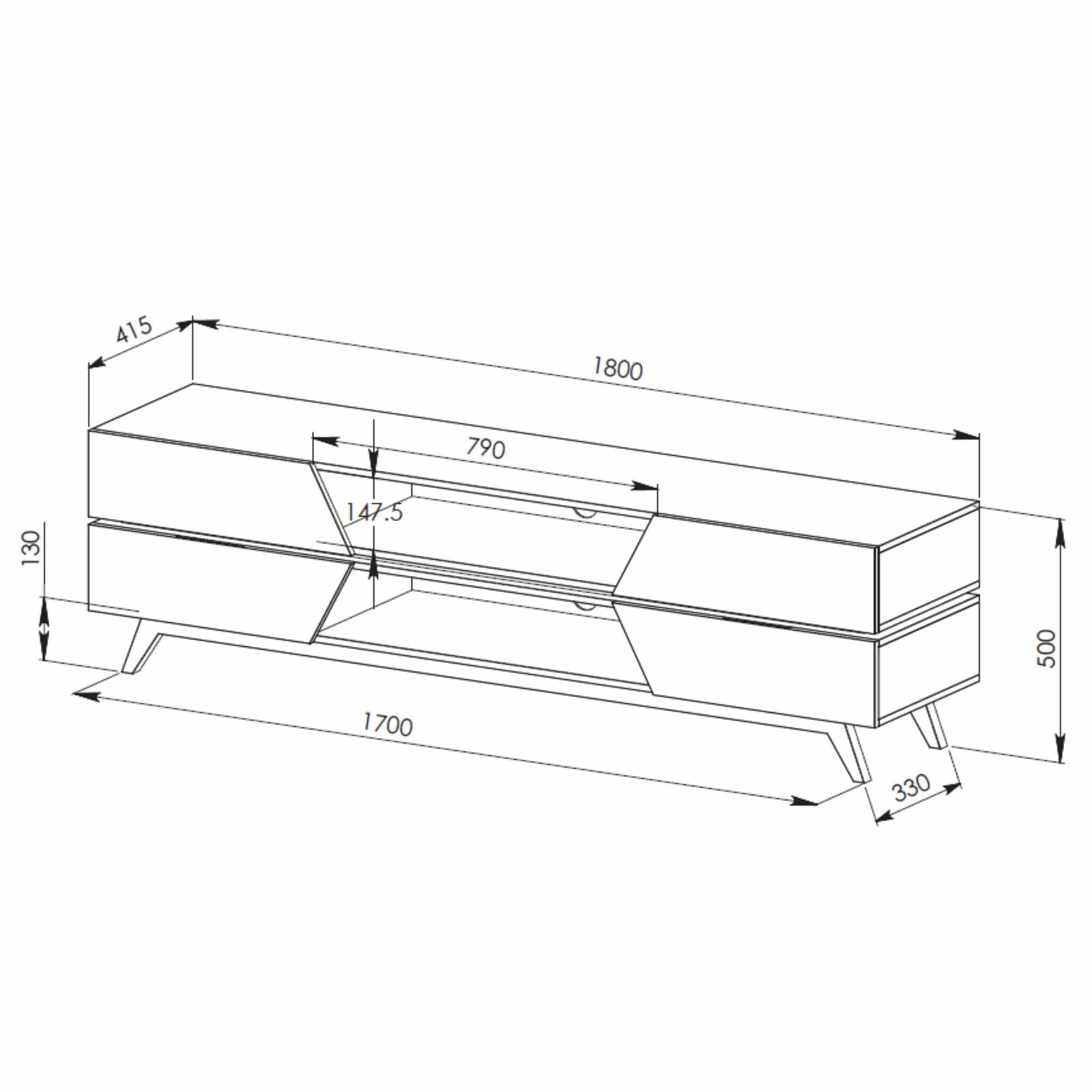 NORDIC 1800 Entertainment Unit - Modern Grey TV Stand with Storage by Criterion - Perfect for Living Room, Home Theater & Media Center Organization