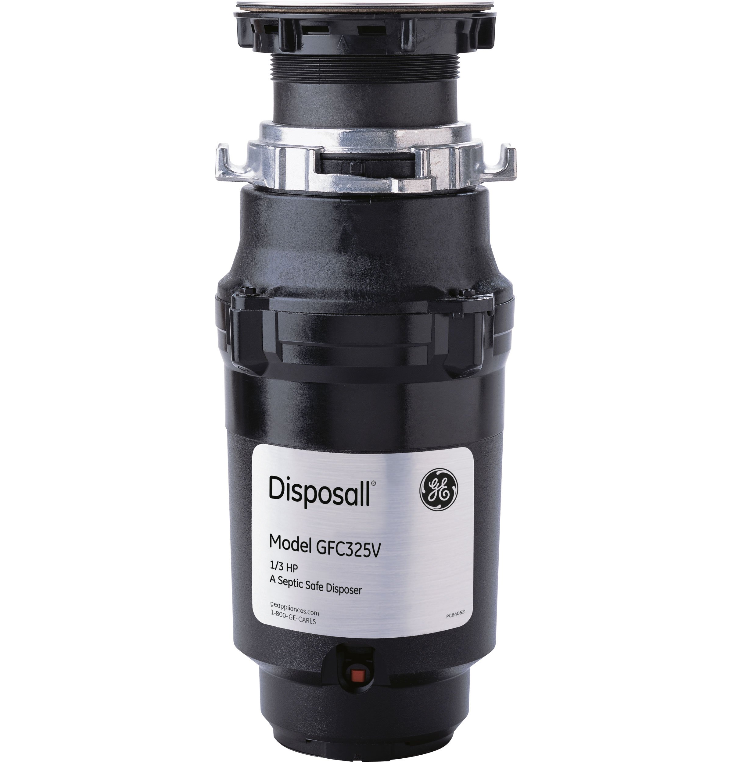 GE Continuous Feed Garbage Disposal 1/3 HP - Powerful Food Waste Disposer for Fruit Peels, Pasta & Cereal - Easy Installation Kit & Power Cord Included - Ideal for 1-2 Person Homes - Black - Perfect for Kitchen Sink Waste Management & Daily Food Scrap Disposal