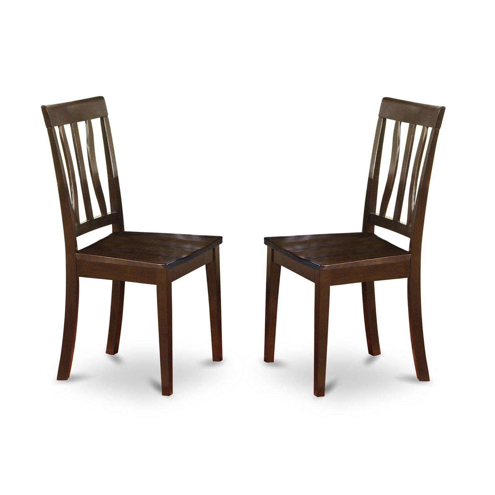 Set of 2 Wooden Dining Chairs with Cappuccino Finish - Stylish Kitchen & Dining Room Seating for Home, Restaurant, or Cafe