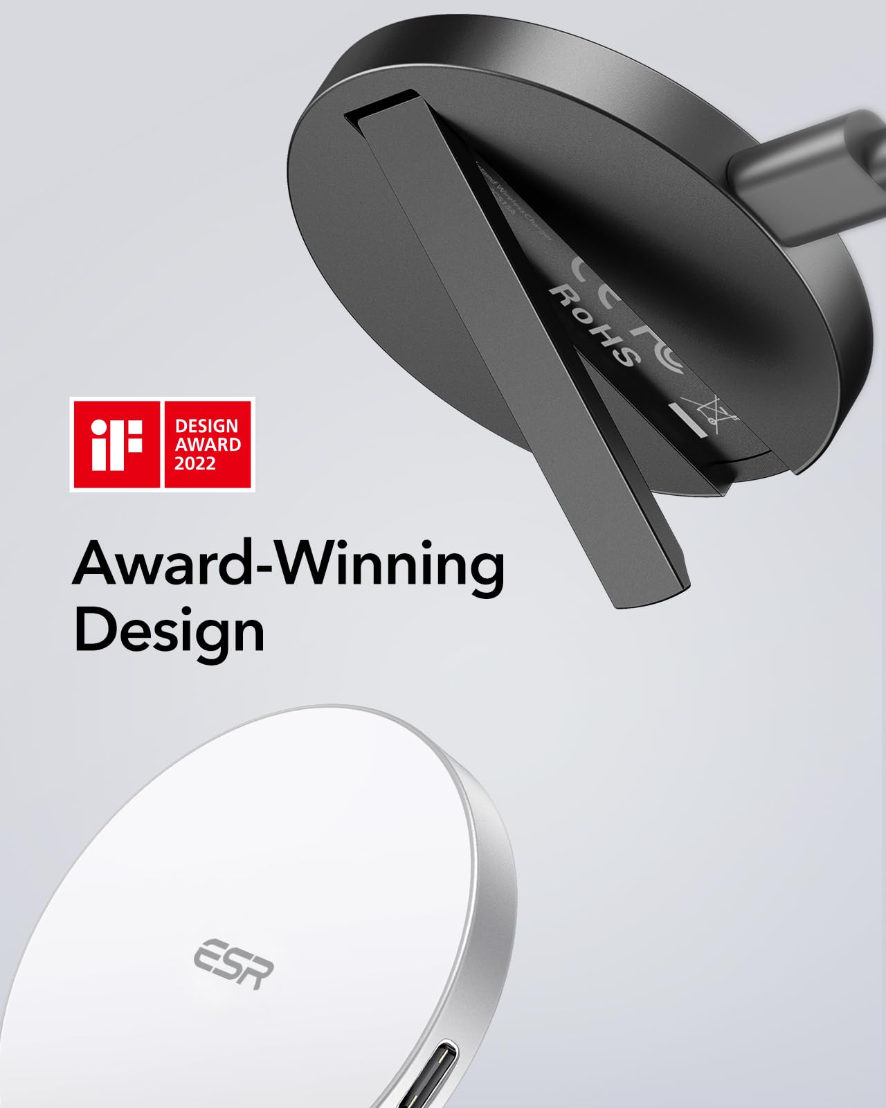 ESR HaloLock Magnetic Wireless Charger Stand - 15W Fast Charging for iPhone 16/15/14/13/12 & AirPods 4 | Adjustable Stand with 5ft Cable | Perfect for Nightstand, Desk, Car & Office | Fast Wireless Charging Solution for Home, Travel, Work & Gaming | Compatible with iPhone Accessories | Ideal for Bedside, Office Desk, Car Dashboard & On-The-Go Charging