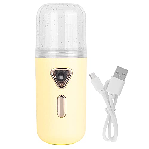 Portable Facial Mist Sprayer with 150mAh Battery - Rechargeable Face Humidifier for Dry Skin Care at Home, Office & Travel (Yellow) | Perfect for Hydrating Skin On-The-Go & Airplane Flights