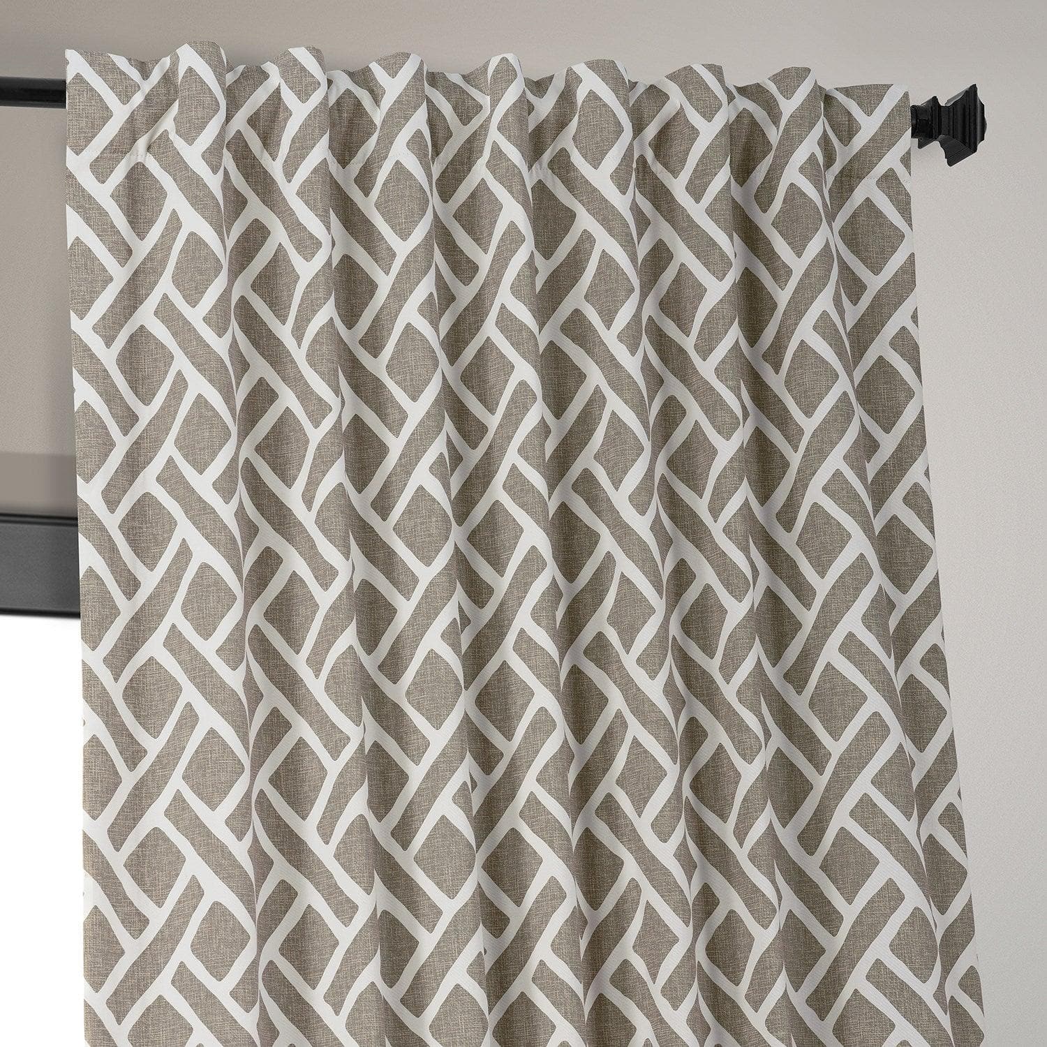 Martinique Taupe Geometric Printed Cotton Blackout Curtains for Bedroom & Living Room - Thermal Insulated Window Drapes for Hotels & Home Decor