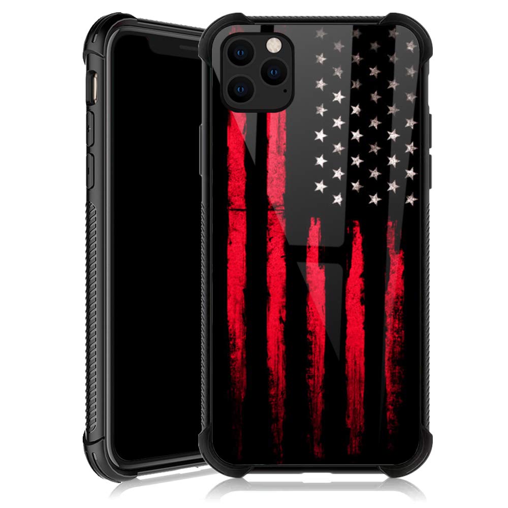 Shockproof iPhone 11 Pro Max Case with Non-Slip TPU Bumper & Reinforced Corners | USA Flag Design Protective Cover for Women | Perfect for Outdoor Activities, Travel & Daily Use