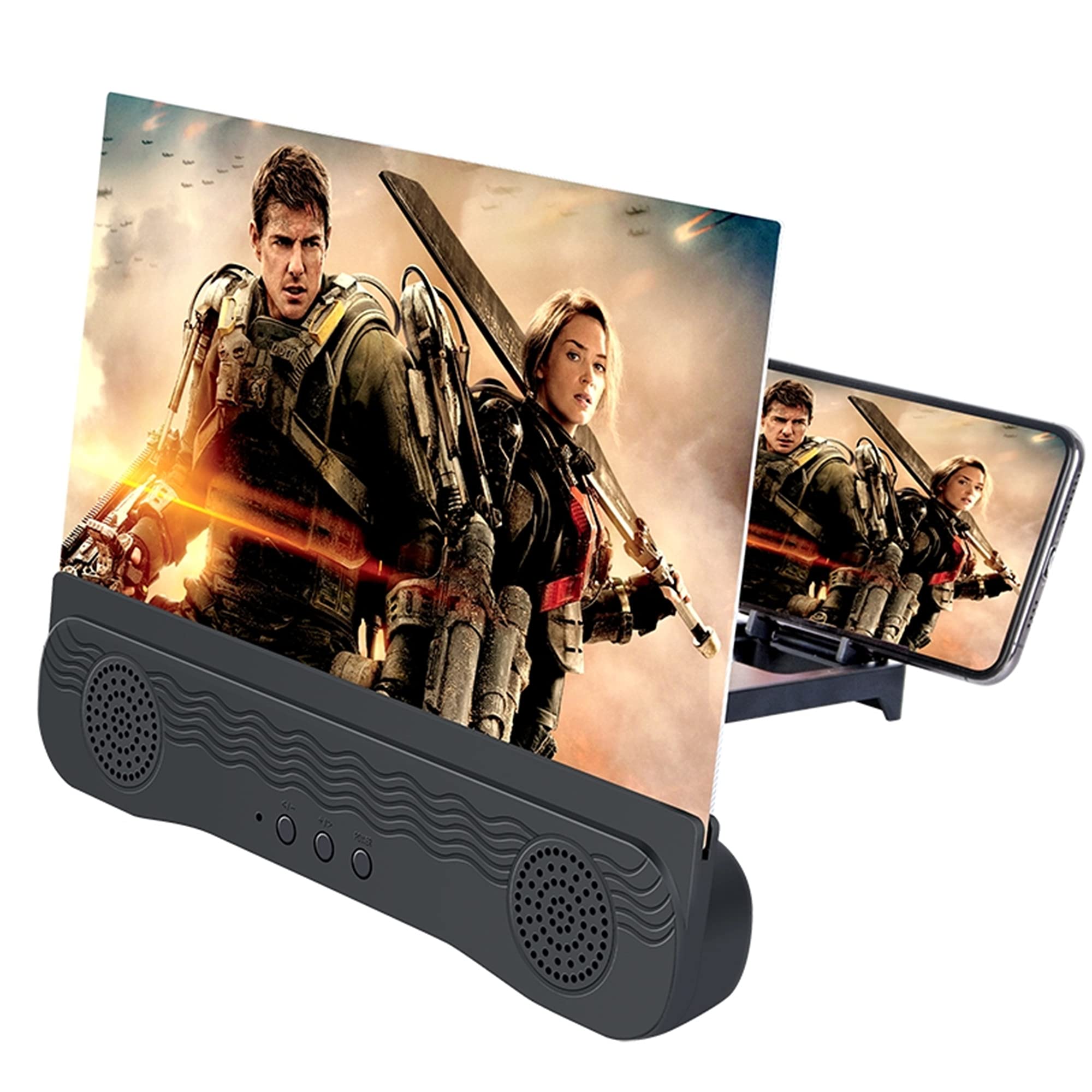 12 Inch Foldable Phone Screen Magnifier with Bluetooth Speaker - Universal Smartphone Stand for Hands-Free Viewing, Perfect for Movies, Gaming & Video Calls