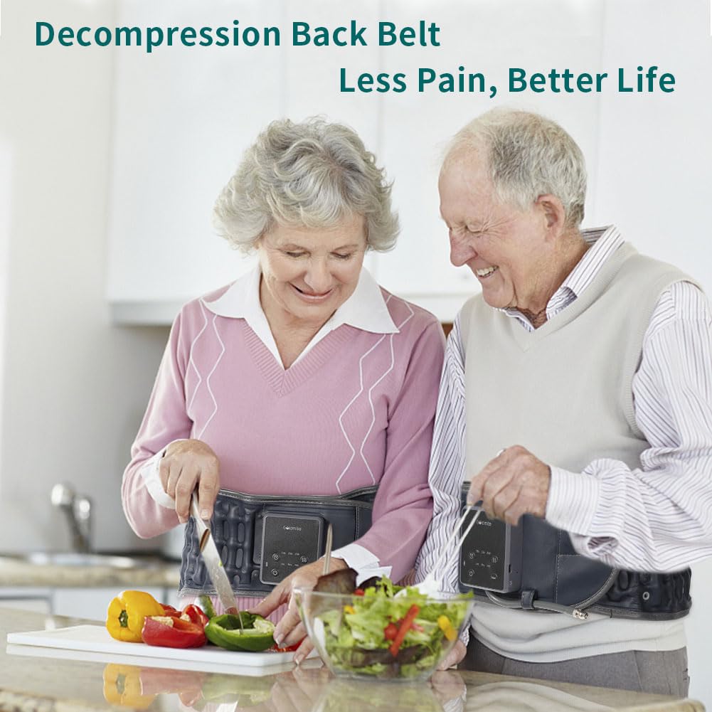 Heated Back Massager Belt for Pain Relief - Rechargeable Lumbar Support with Heating & Vibration Therapy, Adjustable Waist 29-49 inches - Perfect for Office, Home & Travel Use