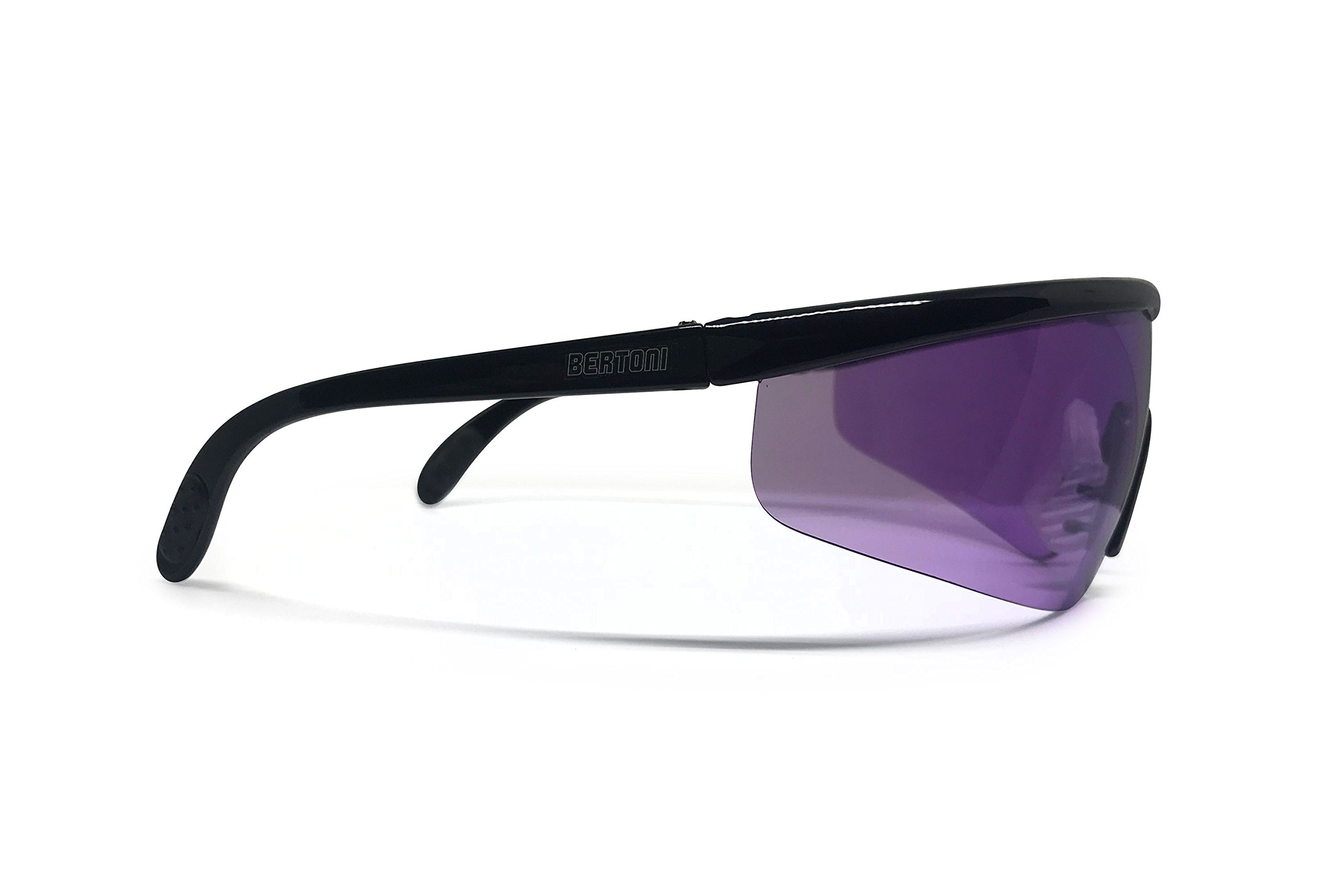 Bertoni AF899 Tactical Shooting Glasses - 4 Interchangeable Lenses with RX Optical Prescription Carrier - Protective Safety Eyewear with Carrying Case - Shiny Black - Perfect for Hunting, Airsoft & Range Shooting