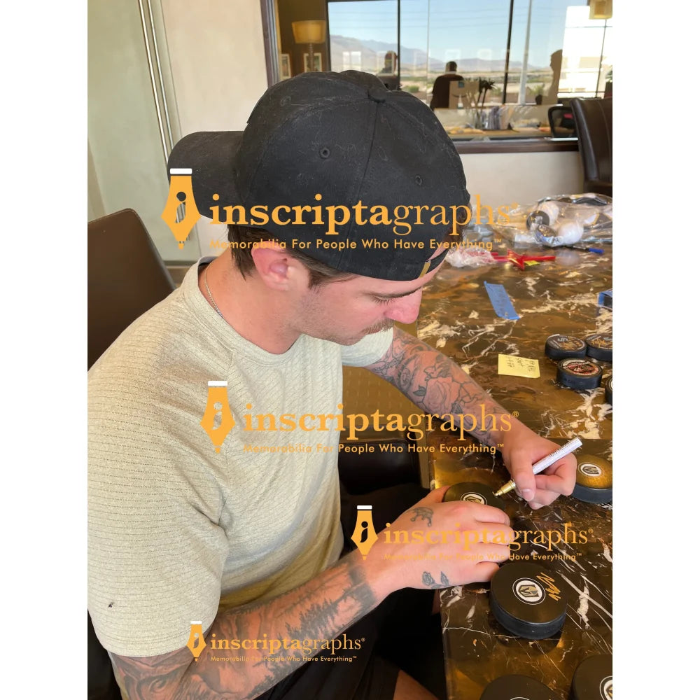 Logan Thompson Autographed Vegas Golden Knights Hockey Puck with COA - Officially Signed Memorabilia for NHL Fans, Collectors & Sports Enthusiasts - Perfect for Display, Gifts and Hockey Memorabilia Collections