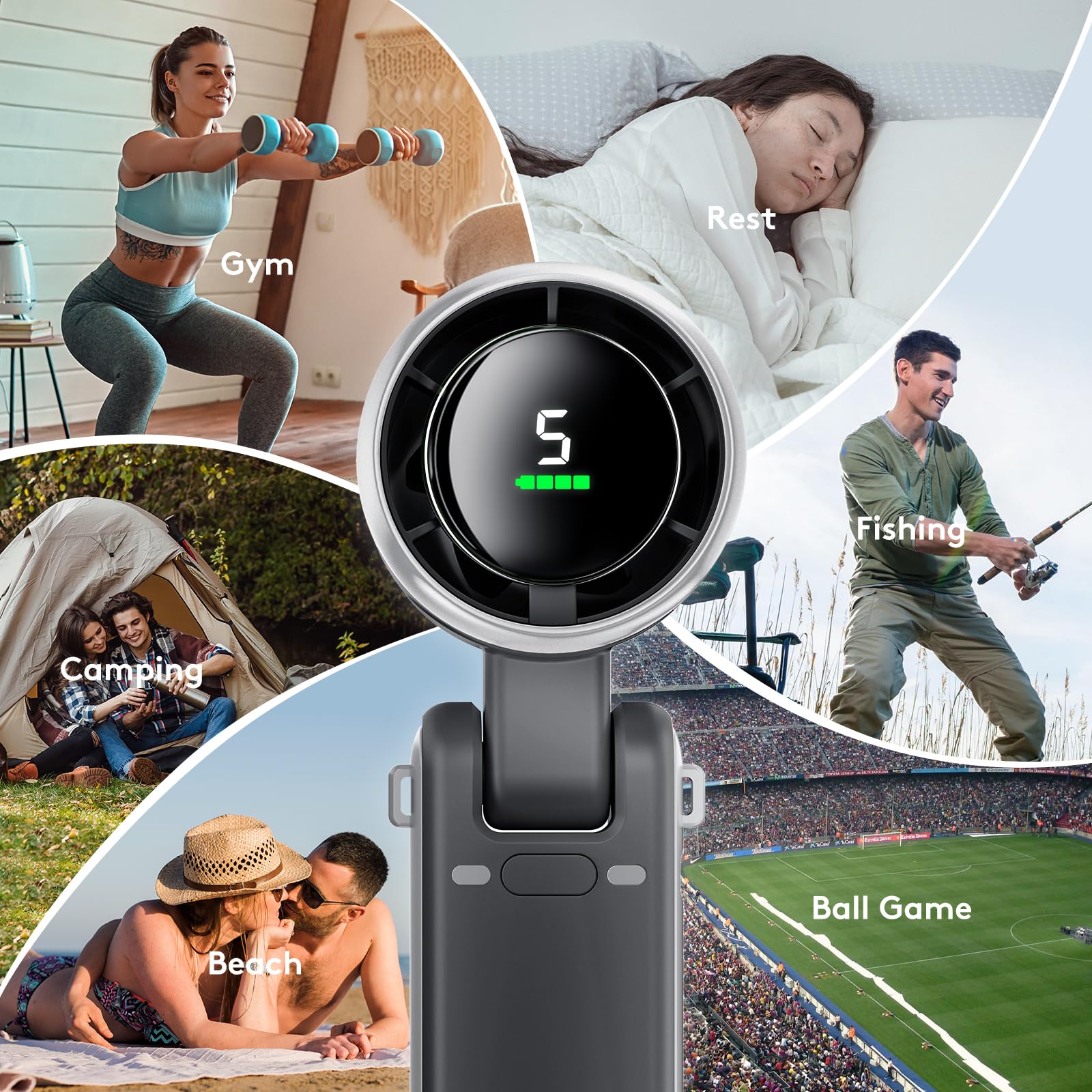 Portable Handheld Mini Fan - Foldable Turbo Fan with 9000mAh Battery & 50000RPM Speed, USB Rechargeable Personal Fan with 5 Speed Settings & Digital Display for Women, Men - Perfect for Travel, Camping, Outdoor Activities, Office & Home Use