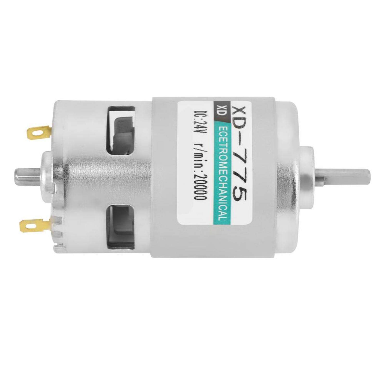 12V/24V High Speed Low Noise Double Ball Bearing Brush DC Motor - XD-775 for Small Lathe, Precision Machines, Battery Cars & DIY Projects (24V 20000 RPM) - Ideal for Robotics, CNC Tools & Power Wheels