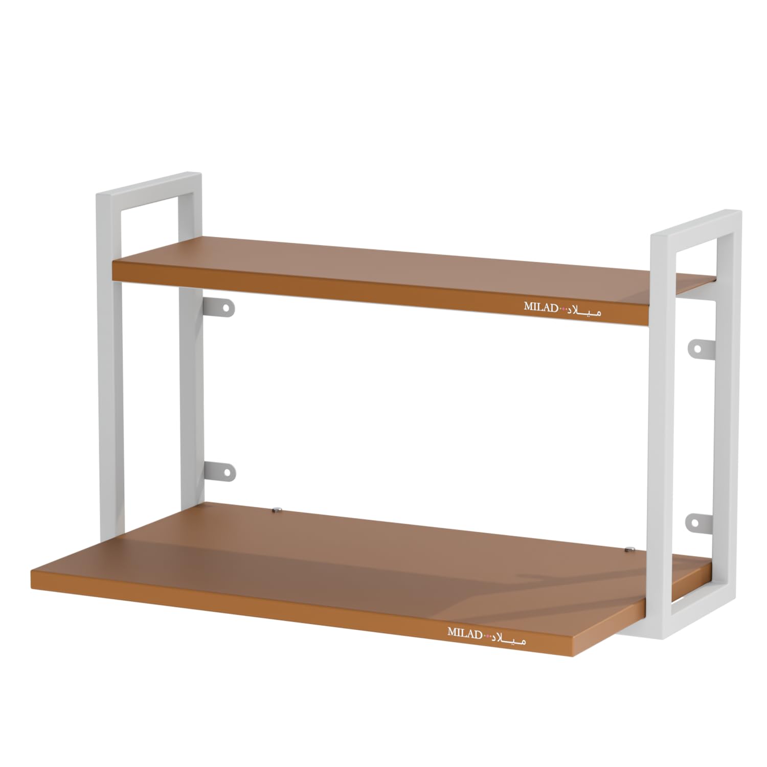 Stainless Steel Wall Mount Microwave Stand & OTG Shelf - Golden & White Kitchen Storage Rack with Spice Organizer (OS-12) - Space Saving Solution for Small Kitchens & Apartments