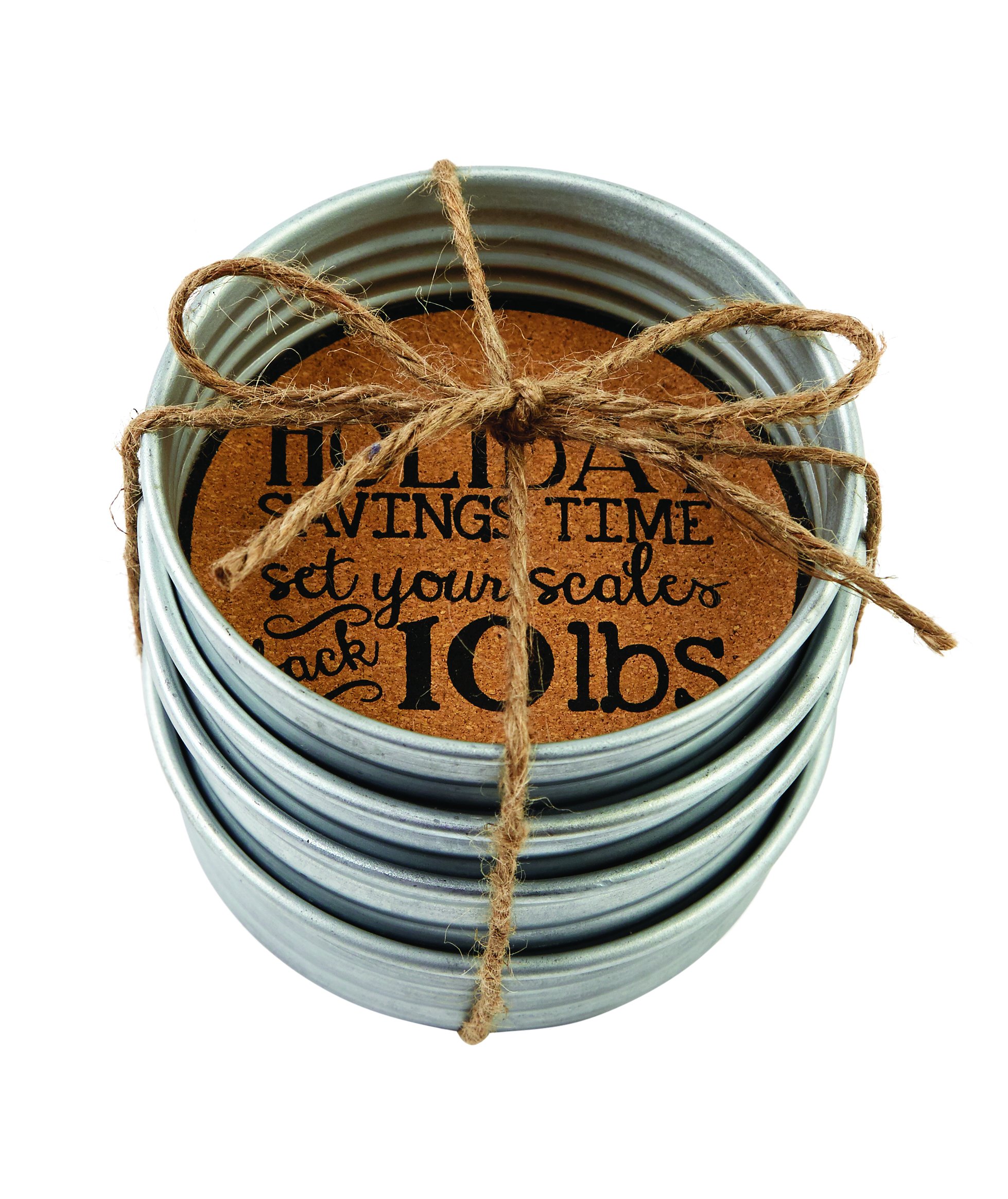 Mud Pie 4255016 Holiday Mason Jar Coasters Set of 4 - Rustic Christmas Drink Coasters for Home Decor, Party, and Gift Giving - Perfect for Coffee, Tea, and Hot Cocoa Mugs