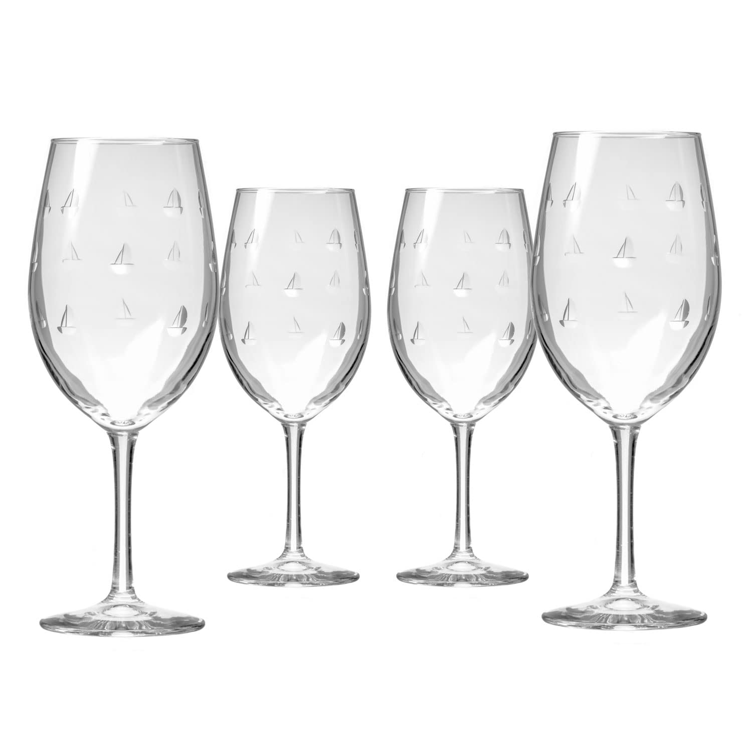 Premium Rolf Glass Sailing All-Purpose Wine Glasses - Set of 4 (18oz Each) | Lead-Free Crystal Clear Glassware | Engraved Large Wine Cups | Made in USA | Perfect for Red Wine, White Wine, Cocktails & Entertaining