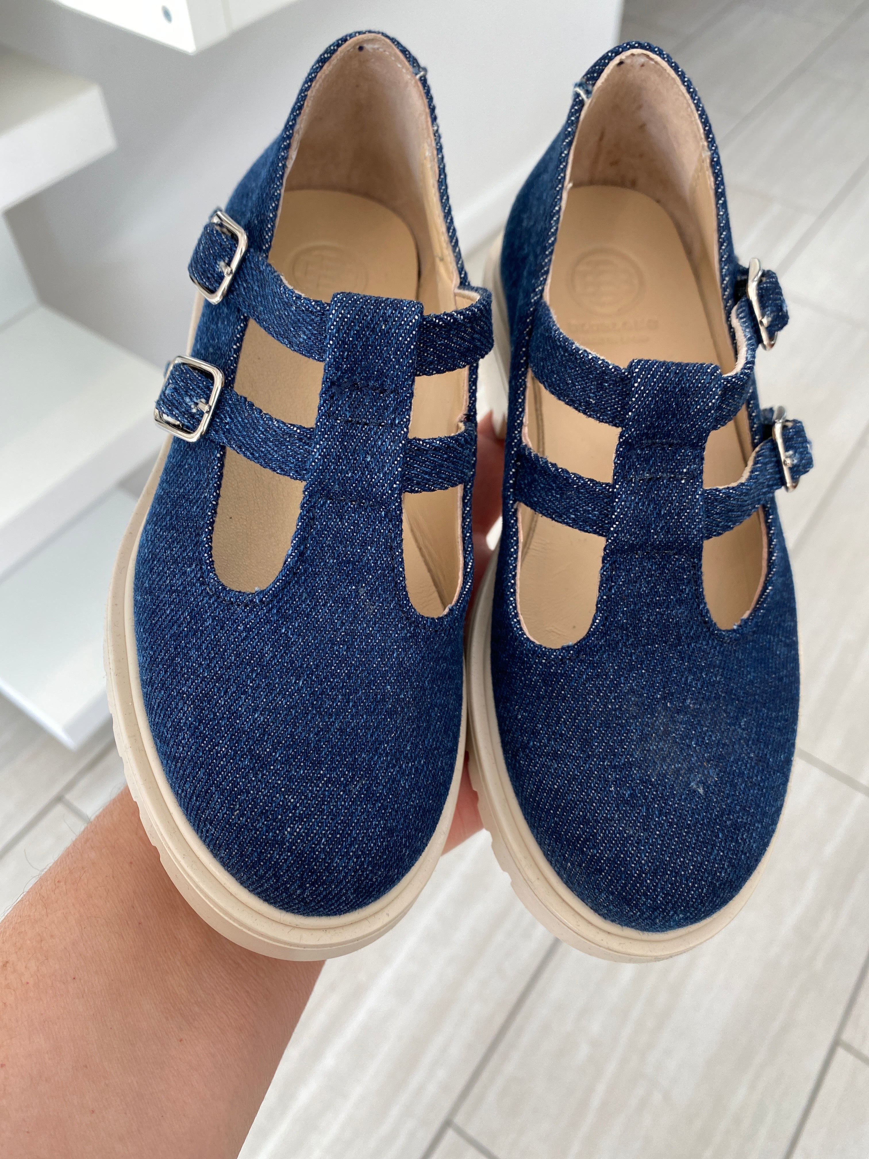 Blublonc Chunky Mary Jane Shoes for Women - Double Strap Jean Pumps - Comfortable & Stylish Heels for Work, Party & Casual Wear