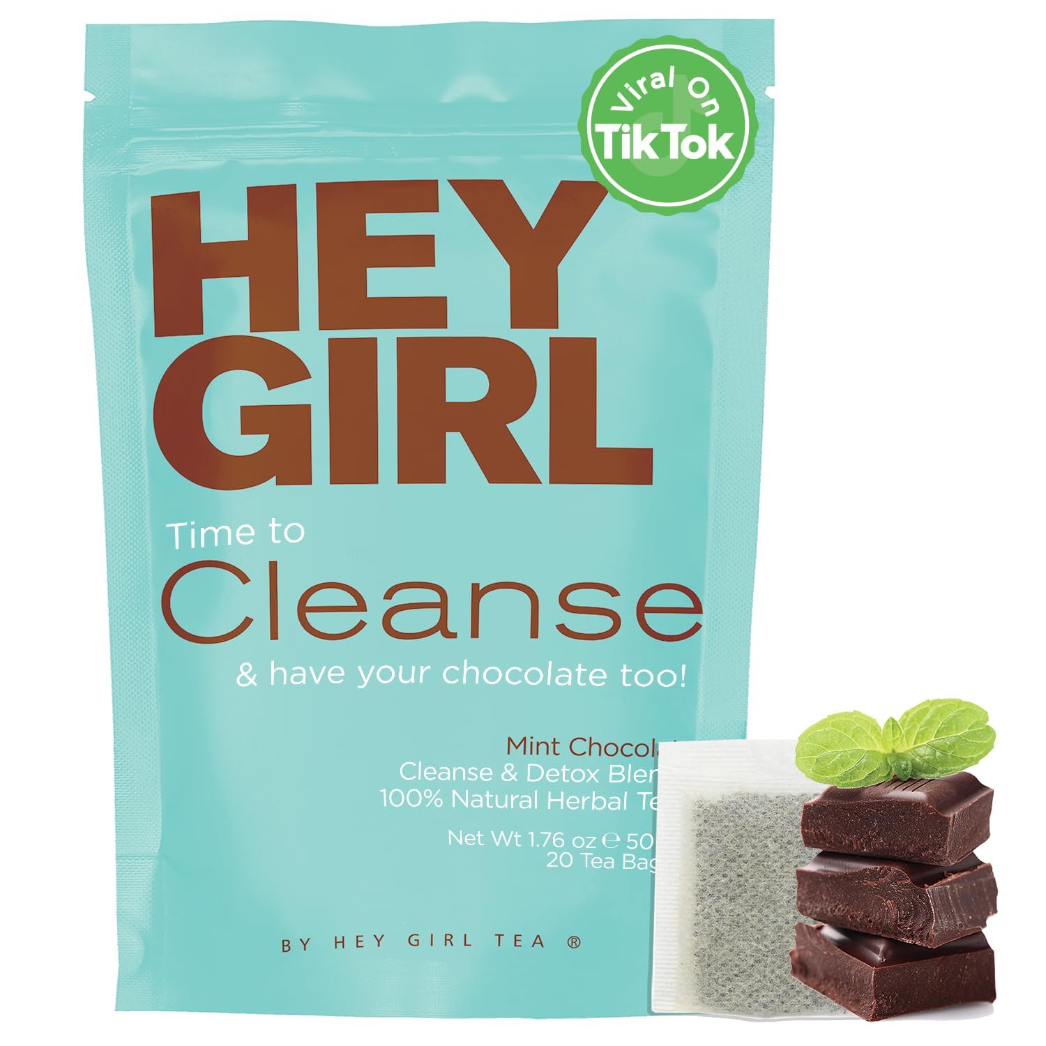 Hey Girl Tea Bundle - Herbal Sleep Tea with Chamomile, Valerian Root & Lemon Balm in Tea Bags + Mint Chocolate Cleanse Tea for Women - Reduces Bloating & Promotes Relaxation | Perfect for Nighttime Routine, Stress Relief & Digestive Wellness