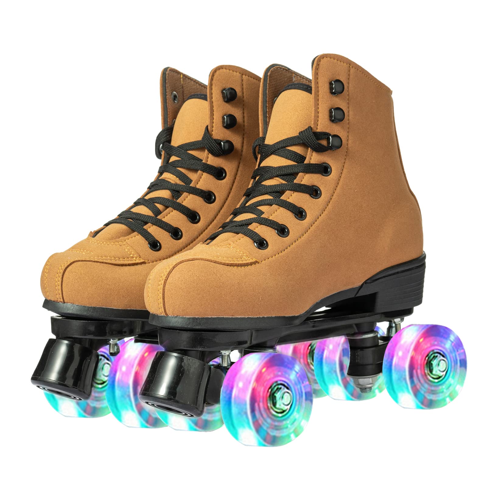 Premium Cowhide High-Top Roller Skates for Women & Men - Classic Double-Row 4-Wheel Unisex Skates for Girls & Adults | Perfect for Christmas Gifts, Outdoor Rinks & Retro Roller Disco Parties