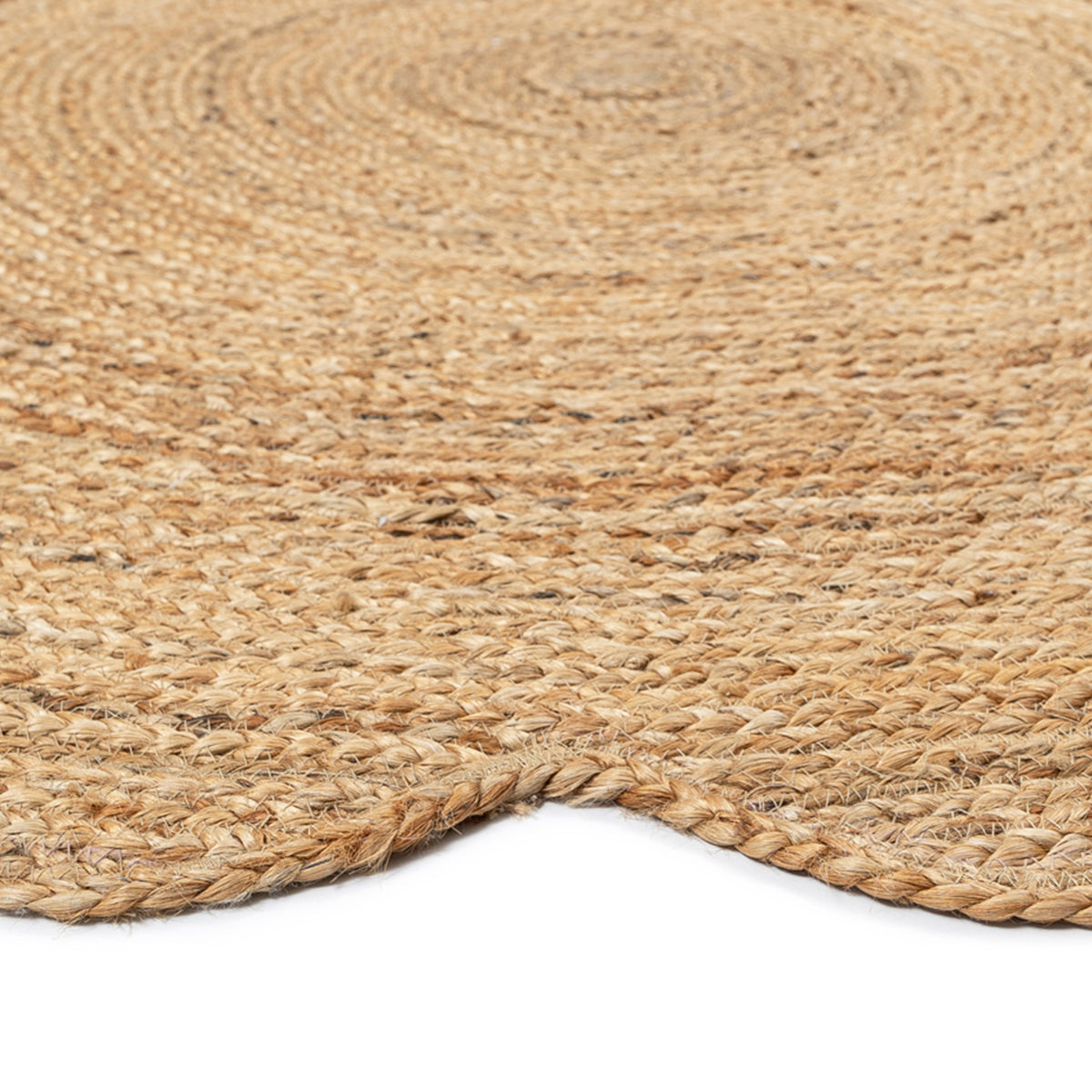 Celeste Scalloped Jute Round Rug - Natural Fiber Boho Chic Area Rug for Living Room, Bedroom, or Nursery Decor