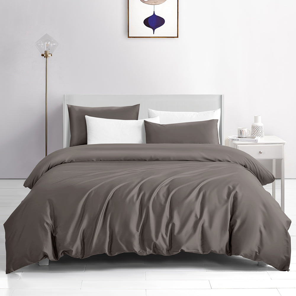 KINGSFORD Unity 2000TC 100% Cotton Sateen Bed Sheet Set (Single/Super Single/Queen/King) - Soft Luxury Bedding for Home & Hotel Use - Brown