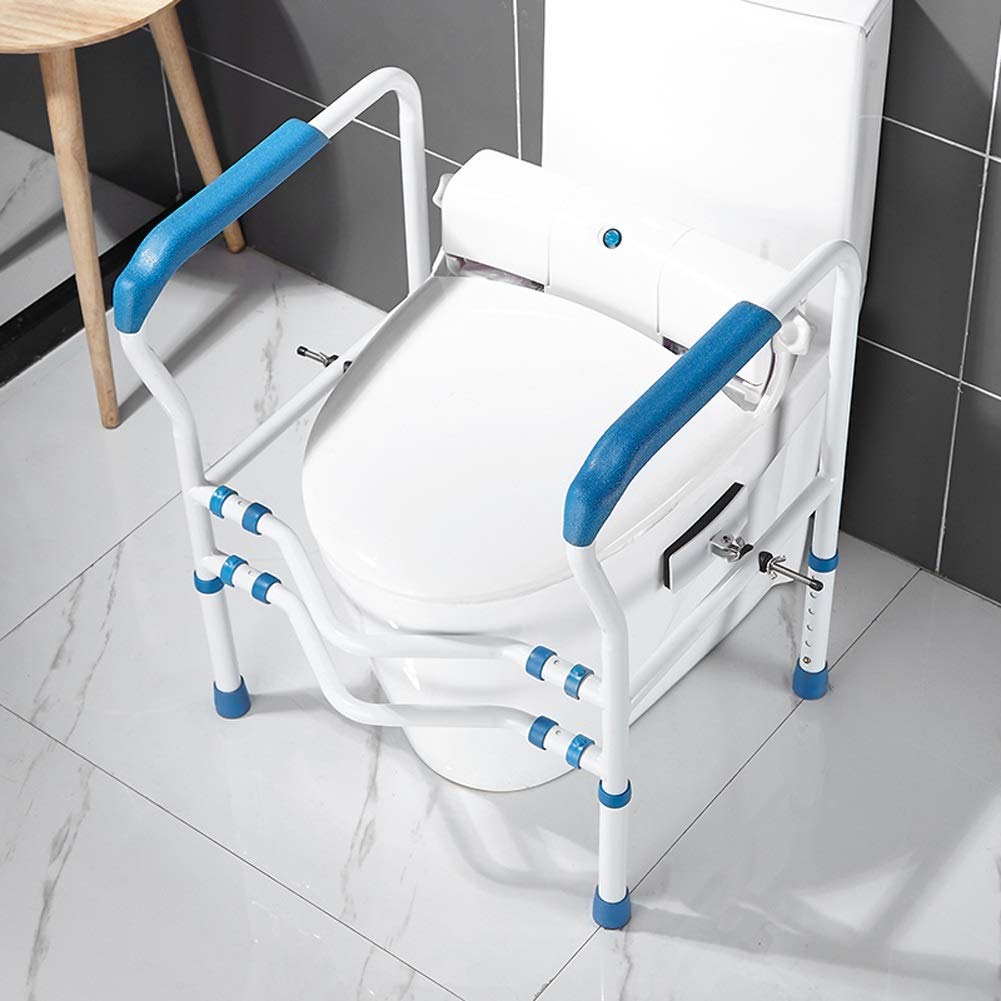 Adjustable Clip-On Toilet Safety Rail Frame - Non-Slip Aluminum Alloy Bathroom Grab Bar for Elderly & Disabled - Ideal for Home Care, Assisted Living & Mobility Support