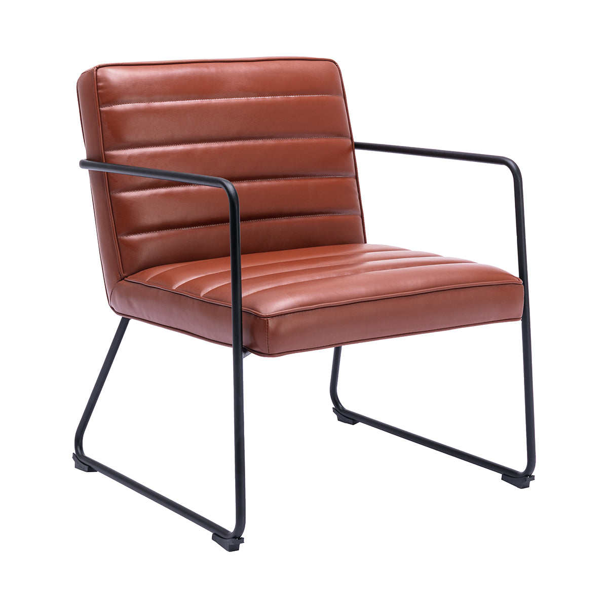 Premium Felix Leatherette Armchair - Modern PU Leather Lounge Chair for Living Room, Office & Study - Comfortable Mid-Century Style Accent Chair with Sturdy Metal Legs