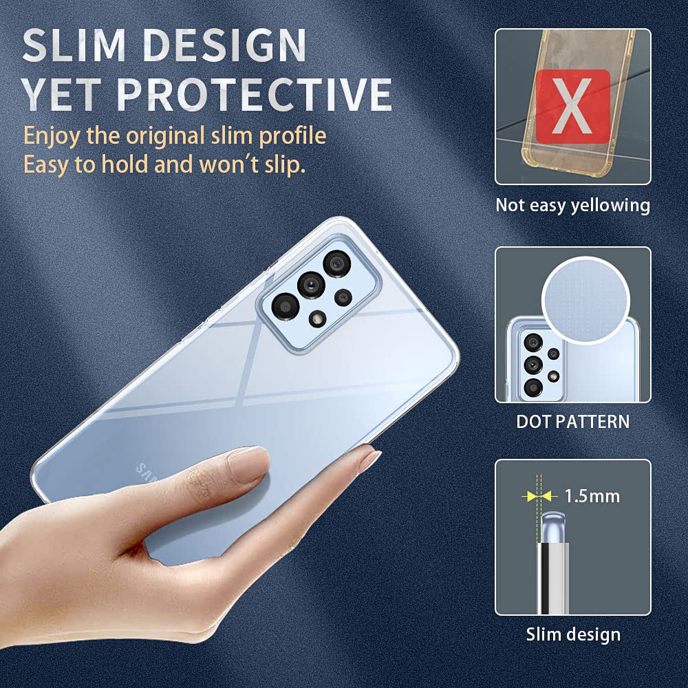 Crystal Clear Samsung Galaxy A53 Case - Soft Slim Fit Transparent TPU Protective Cover | Scratch-Resistant, Shockproof & Comfort Grip | Perfect for Everyday Use, Work & Travel