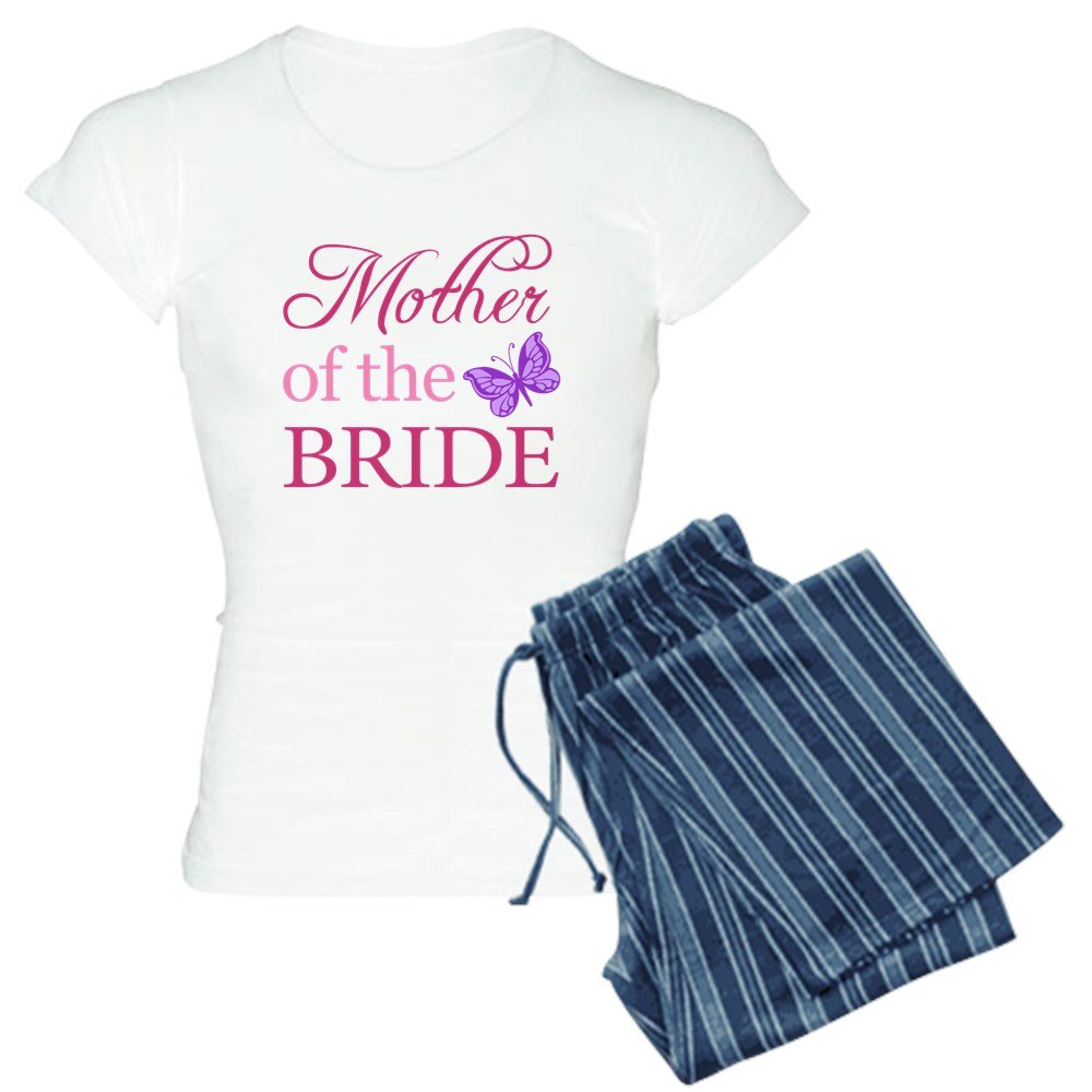 Mother of the Bride Butterfly Print Women's Pajama Set - Comfortable Sleepwear for Wedding Rehearsal & Bridal Party Gifts