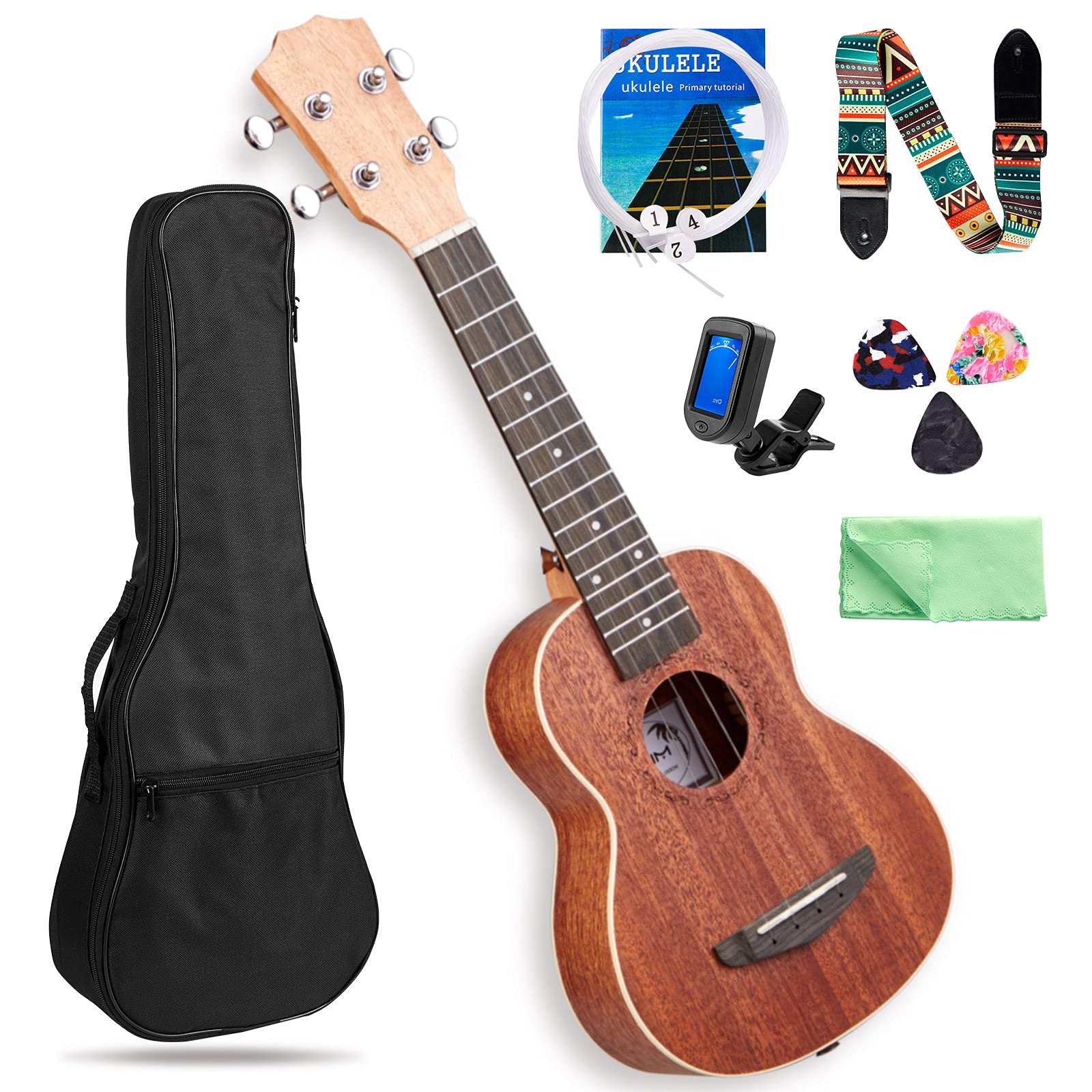 **MIRIO Soprano Ukulele 21 Inch - Mahogany Beginner Ukulele for Kids & Adults with Carbon Strings & Gig Bag - Perfect for Hawaiian Music, Travel & Gifts**