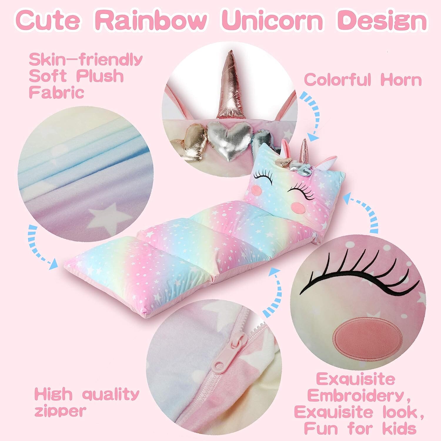 Unicorn Kids Floor Pillow - Soft Bed Seat Cover for Girls, Queen Size - Perfect for Playroom, Bedroom, and Cozy Reading Nook