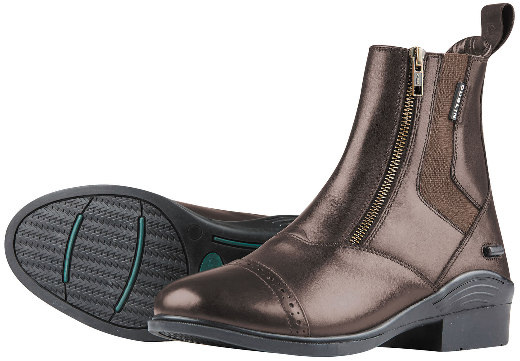 Dublin Evolution Double Zip Front Paddock Boots for Women - Comfortable Equestrian Riding Boots in Brown Leather - Perfect for Horseback Riding, Barn Work & Outdoor Activities