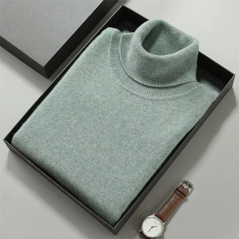 Premium 100% Cashmere Men's Turtleneck Sweater - Ultra Soft & Warm Winter Pullover - Roll Neck Knit Jumper for Men - Perfect for Office, Date Night & Cold Weather Layering