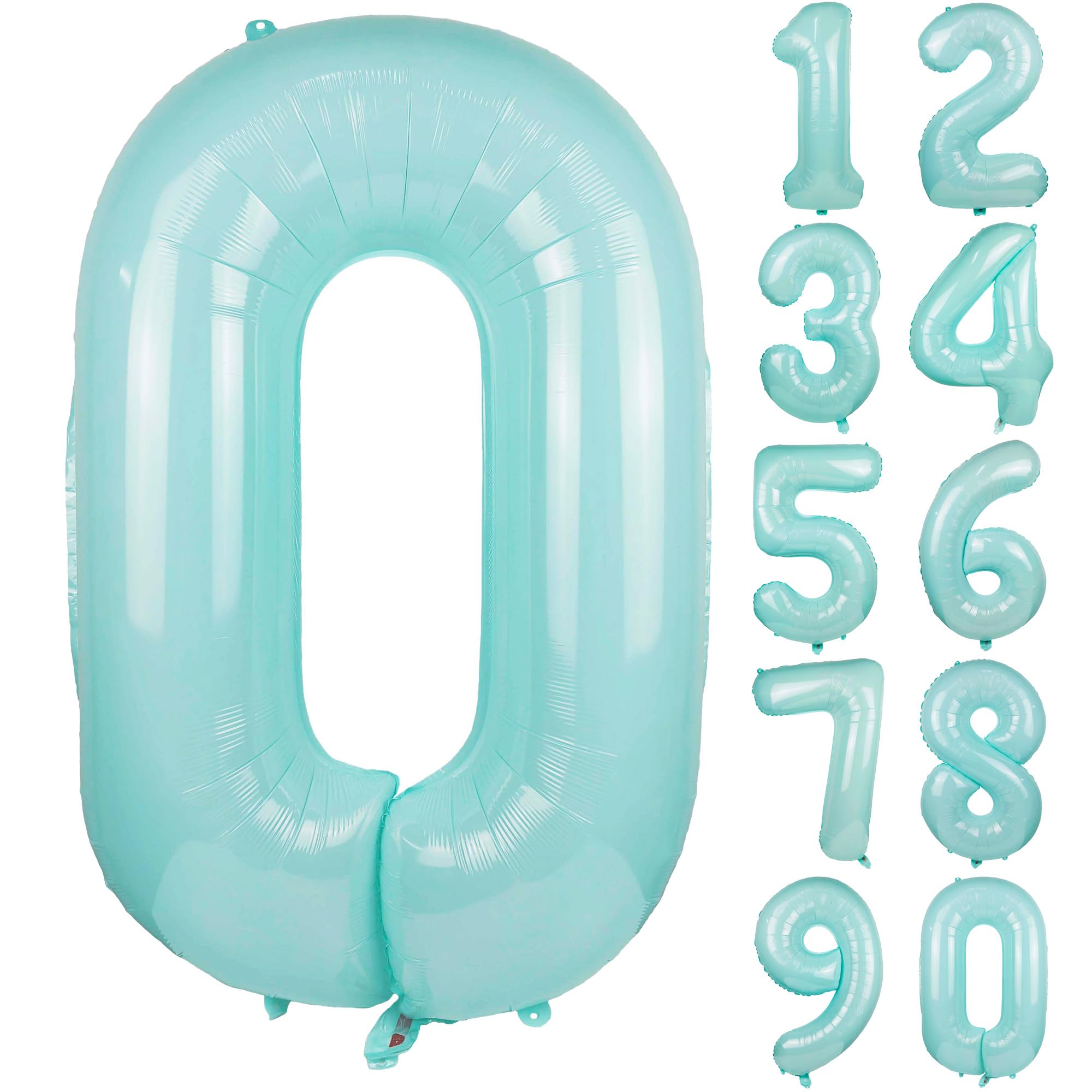 40 Inch Macaron Blue Number Balloons - Helium Foil Mylar Balloons for Birthday Party, Wedding, Baby Shower & Anniversary Decorations