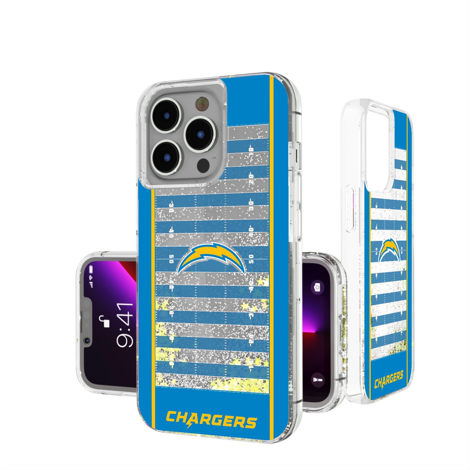 Los Angeles Chargers NFL Team iPhone Glitter Case - Durable Protective Phone Cover for iPhone 13/14/15 Pro Max - Perfect for Game Day, Tailgating & Football Fans