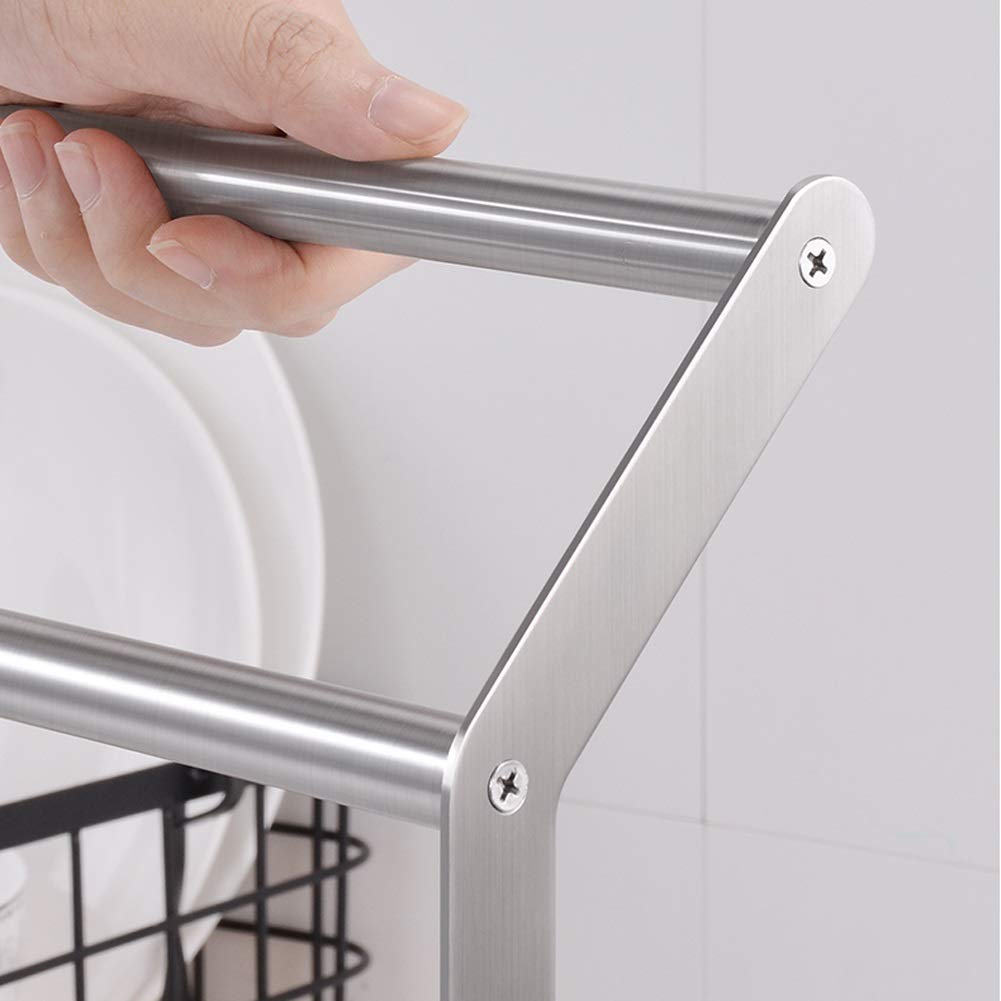 Stainless Steel Freestanding Towel Holder - 2-Bar Countertop Dishcloth Drying Rack for Kitchen & Bathroom | Perfect for Organizing Hand Towels, Washcloths & Sponges | Compact Space-Saving Design for Small Kitchens, Vanities & Laundry Rooms