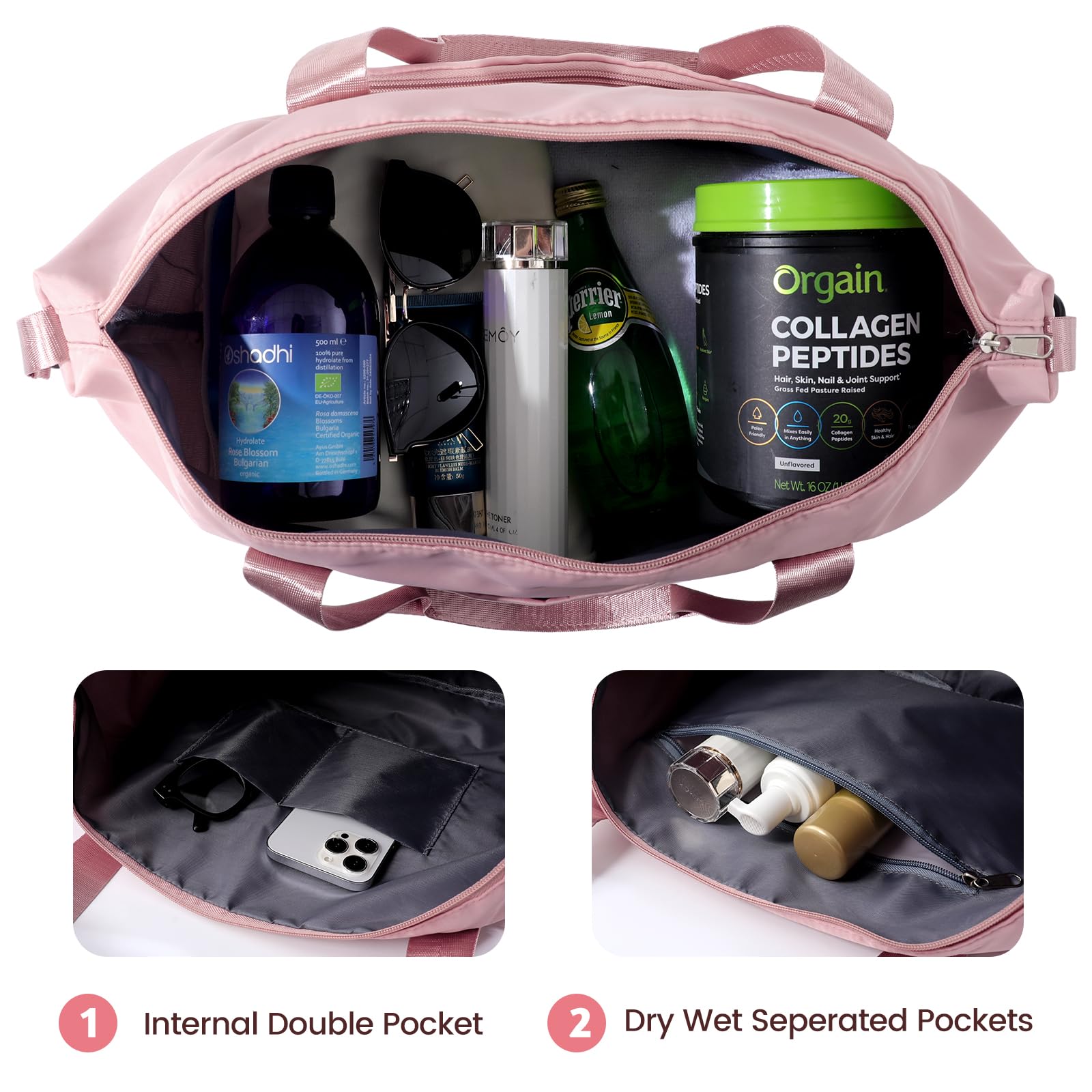 Waterproof Travel Duffle Bag for Women - Lightweight Overnight Shoulder Bag, Weekender Carry On Tote & Gym Bag - Perfect for Weekend Getaways, Business Trips & Workout Sessions