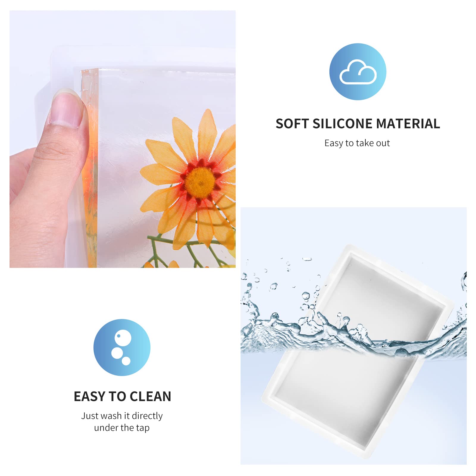 3-Piece Large Rectangular Silicone Molds for Resin Casting - 9.6