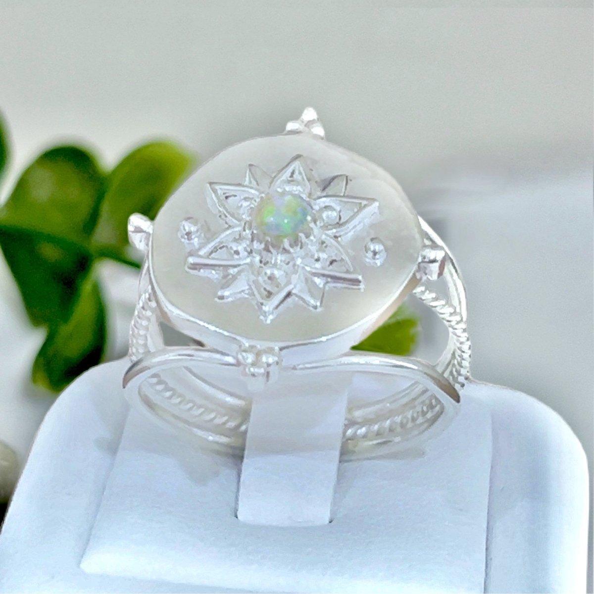Laihas Intricate Vera May Sterling Silver Boho Ring with Genuine Opal - Elegant Bohemian Jewelry for Women, Perfect for Weddings, Parties & Everyday Wear